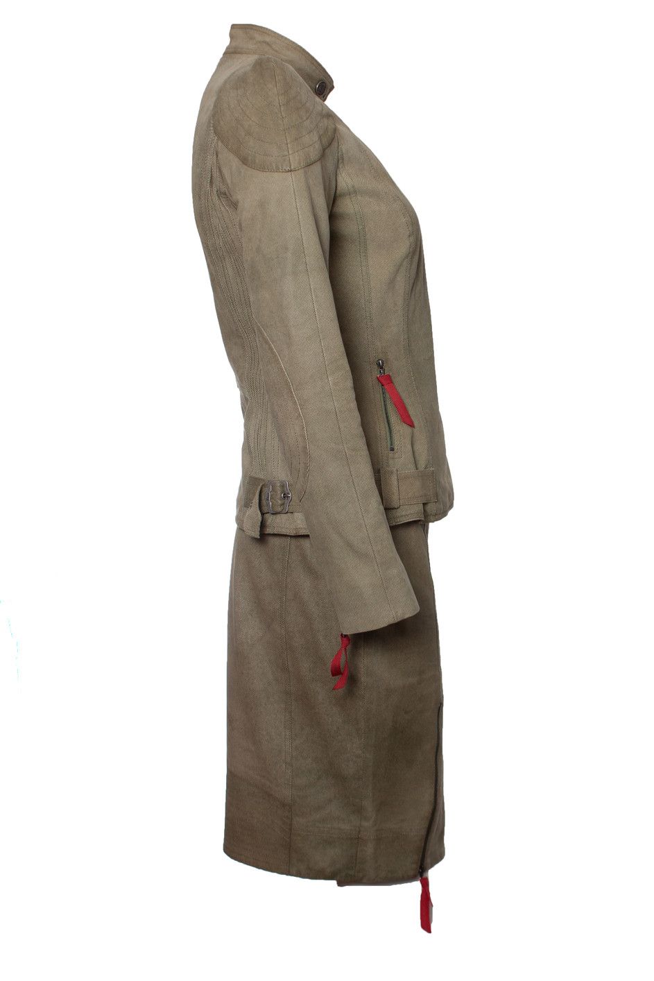 Dior Christian Dior, Green suede biker jacket and skirt Size S / US 4 / IT 40 - 4 Thumbnail