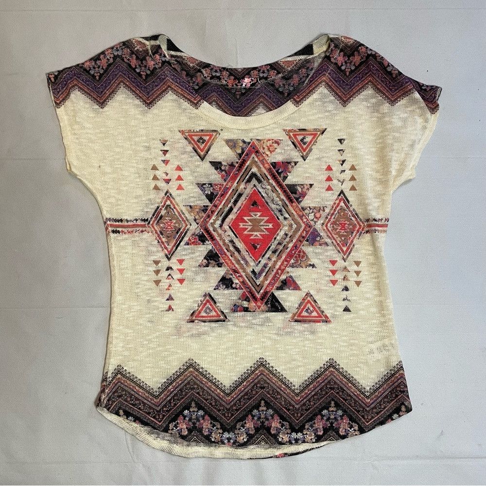 Other New Gaze Aztec Print Knit Short Sleeve Top Size L Size L / US 10 / IT 46 - 6 Thumbnail