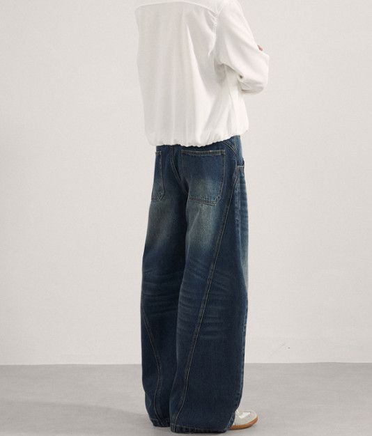 Vintage Men's American Street Washed Straight Patchwork Curved Jeans Size US 32 / EU 48 - 5 Thumbnail