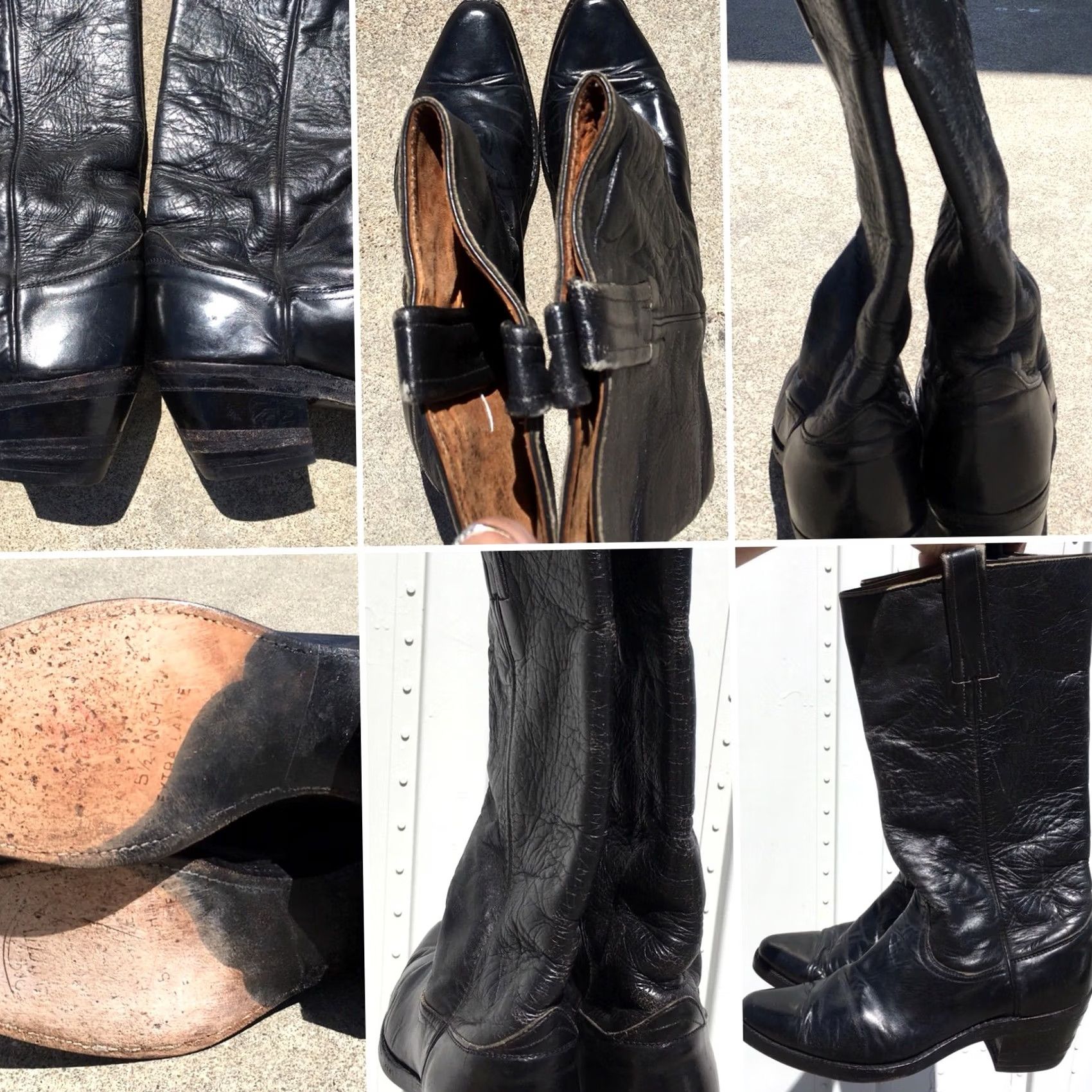 Frye VINTAGE Frye Boots Western Cowboy Leather Made In USA 6 1/2 E 9M14076 Black Mens Women’s Size US 7 / EU 40 - 4 Thumbnail