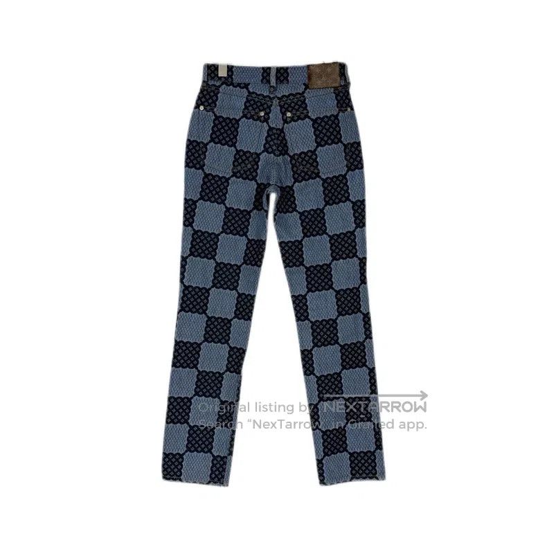 Louis Vuitton Louis Vuitton Wash Blue Checkerboard Leather Label Jeans Size US 36 / EU 52 - 2 Thumbnail