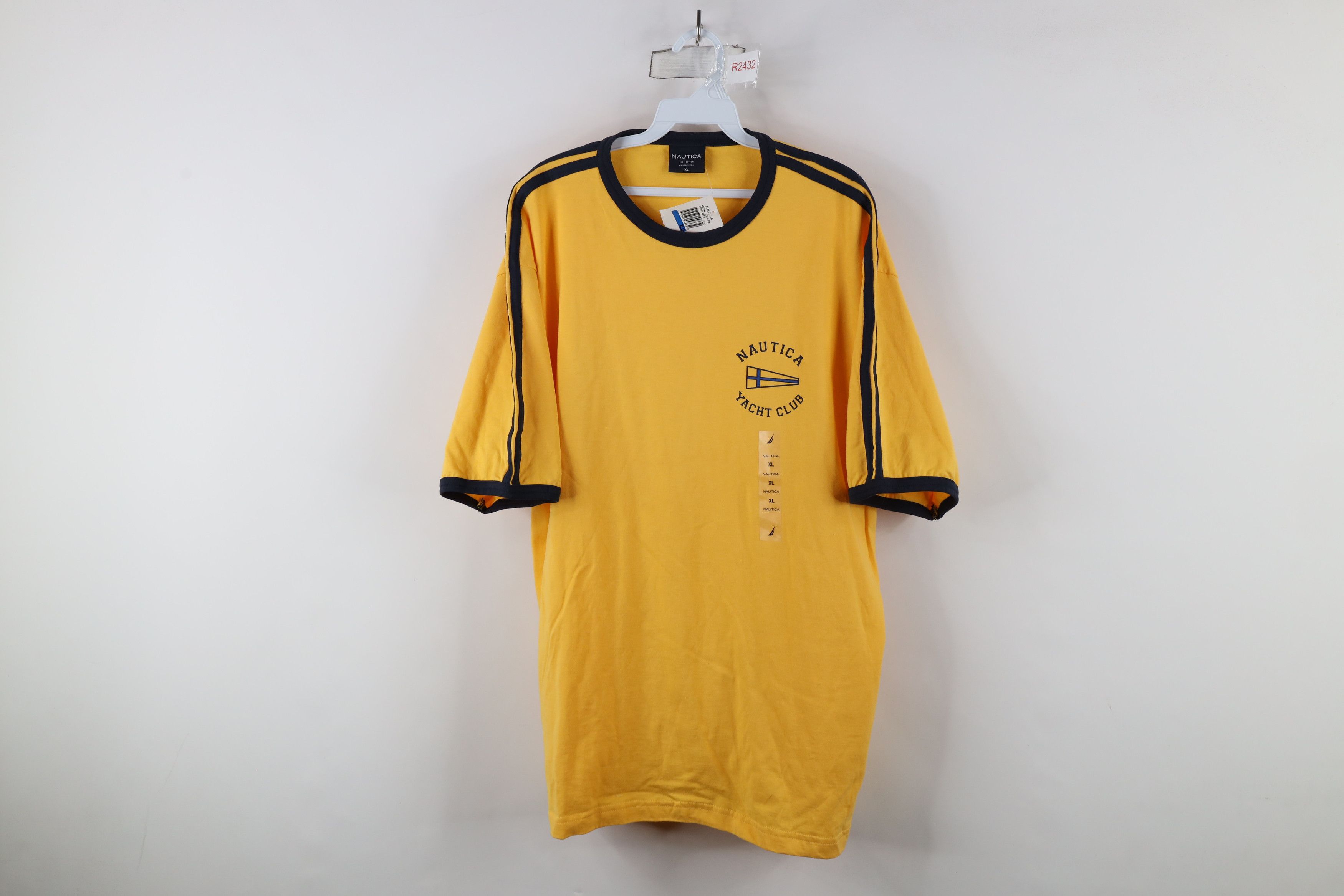 Nautica × Vintage Deadstock Vintage 90s Nautica Club Ringer T-Shirt Yellow Size US XL / EU 56 / 4 - 1 Thumbnail