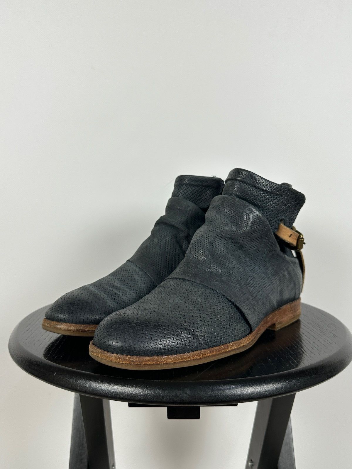 A.S.98 A.S.98. Airstep Navy Blue Leather Biker Ankle Boots Size US 8 / IT 38 - 10 Thumbnail