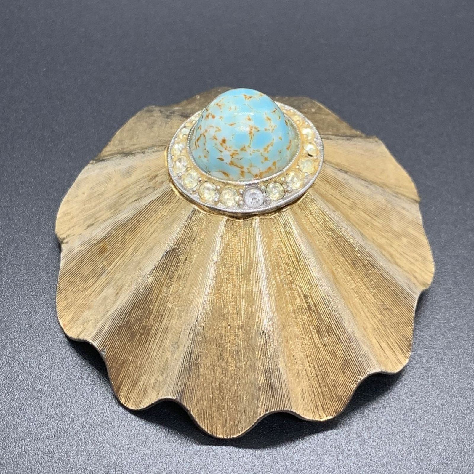 Other ART Pepper Vintage Gold Tone Turquoise Rhinestone Brooch Size ONE SIZE - 1 Thumbnail