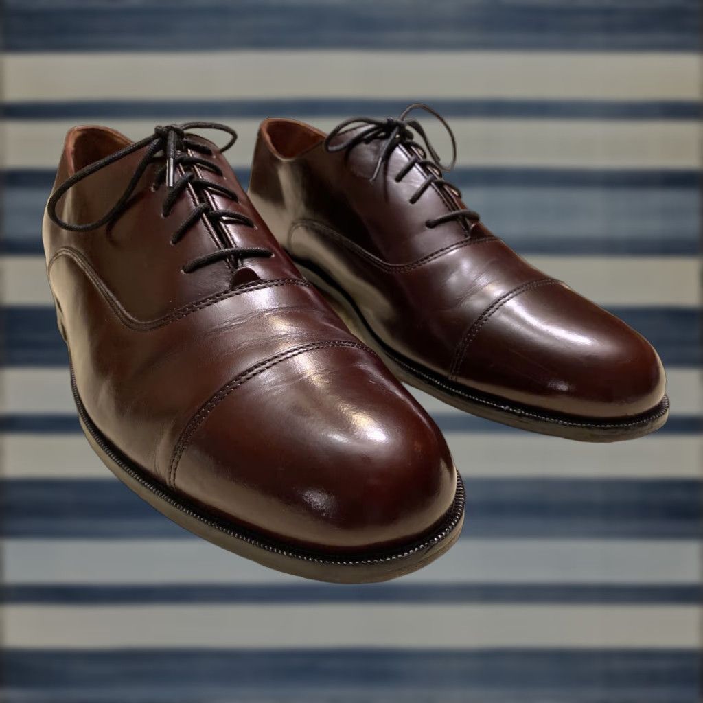 Vintage Bostonian First Flex Men's Oxford Shoes 11.5 D Burgundy Leather Cap Toe Dress Shoes in Brown