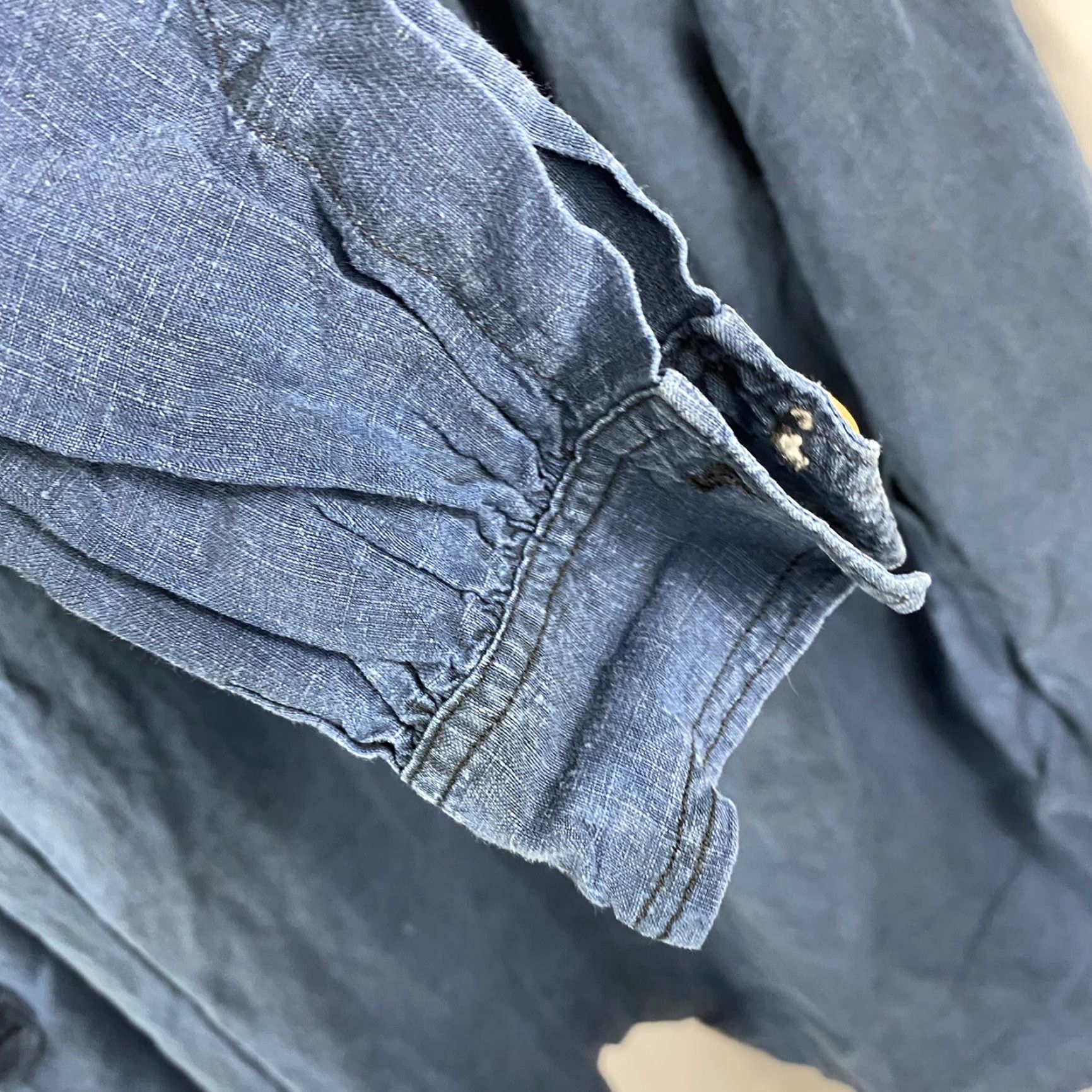 Vintage VINTAGE Original 1800s French Pure Linen Indigo Biaude Smock Size ONE SIZE - 6 Thumbnail