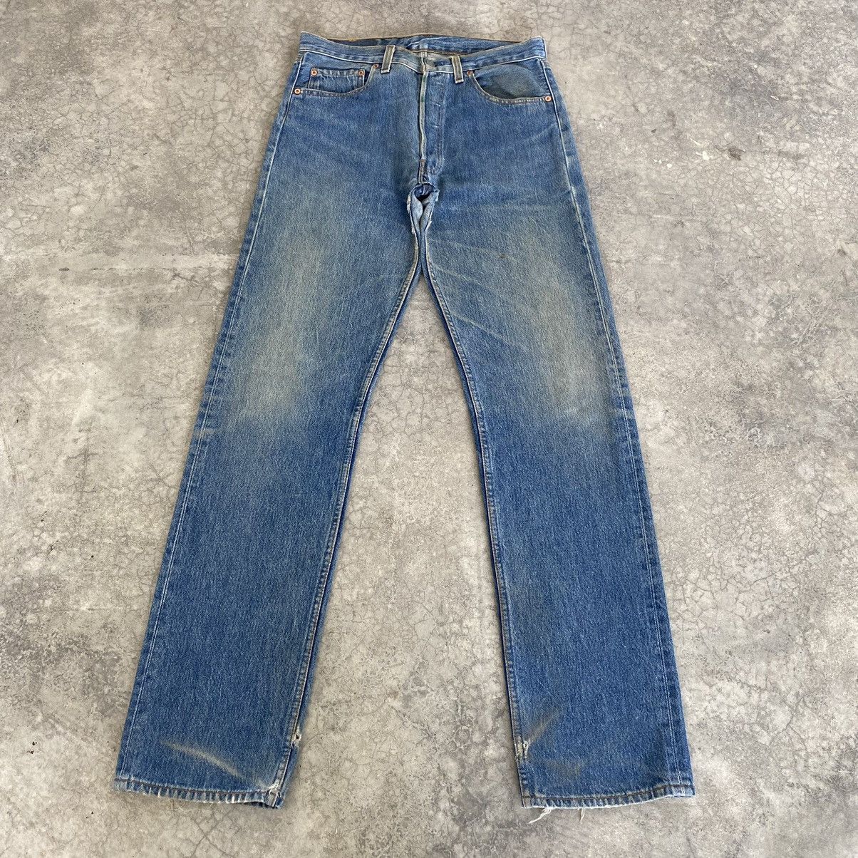 Levi's Vintage 90’s Levis 501 Faded Rusty Blue Jeans Size US 32 / EU 48 - 1 Thumbnail