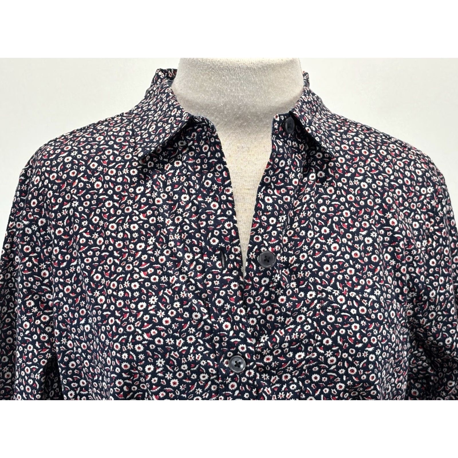 Talbots VINTAGE Talbots Floral Shirt Dress Women’s 12 Navy Ditsy Belt Button Front Classic Size XL / US 12-14 / IT 48-50 - 5 Thumbnail
