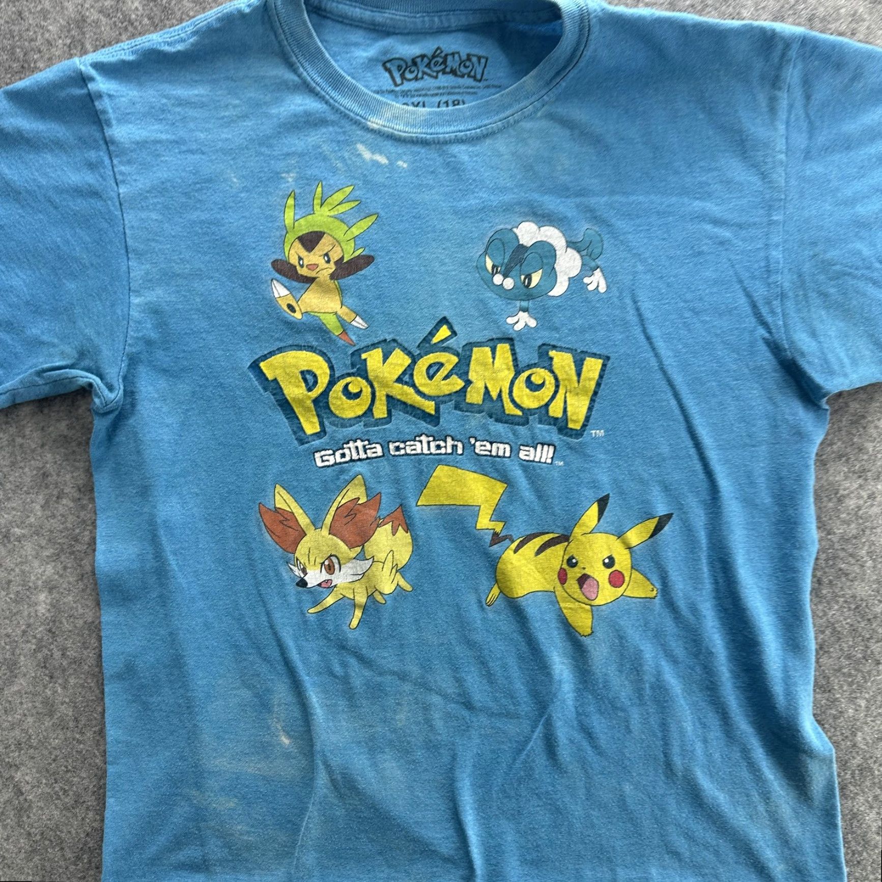 Vintage Pokemon Shirt Mens 2XL Blue Pikachu Chespin Fennekin Froakie Tee Gotta Catch Em All Size US XXL / EU 58 / 5 - 3 Thumbnail