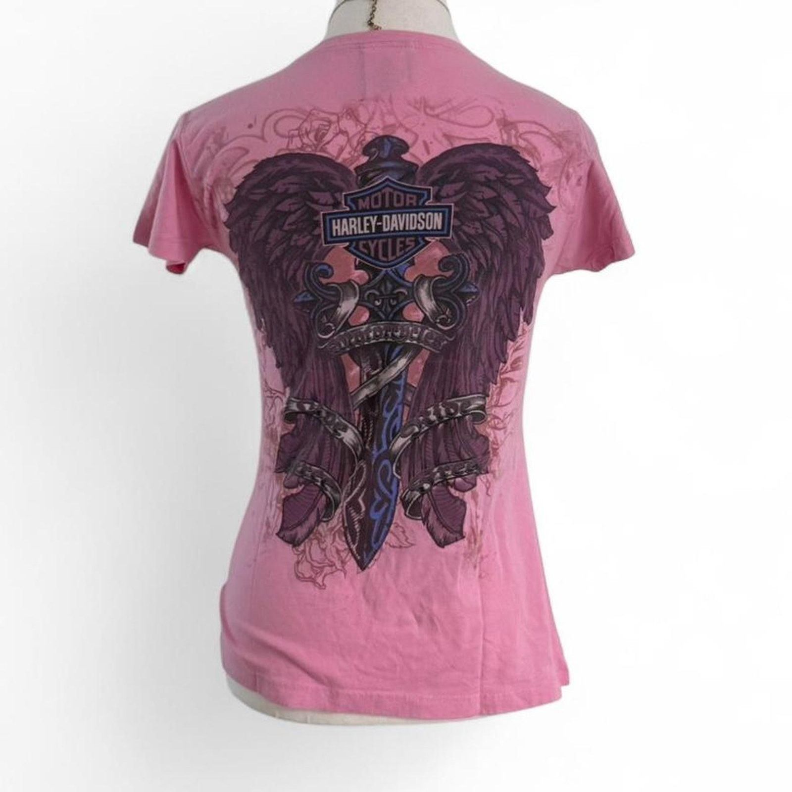 Harley Davidson Harley Davidson Pink Gothic 100% Cotton Fitted Full Size M Size M / US 6-8 / IT 42-44 - 1 Thumbnail