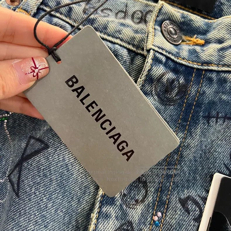 Balenciaga Balenciaga size S Graffiti print ripped denim pants Size US 27 - 4 Thumbnail