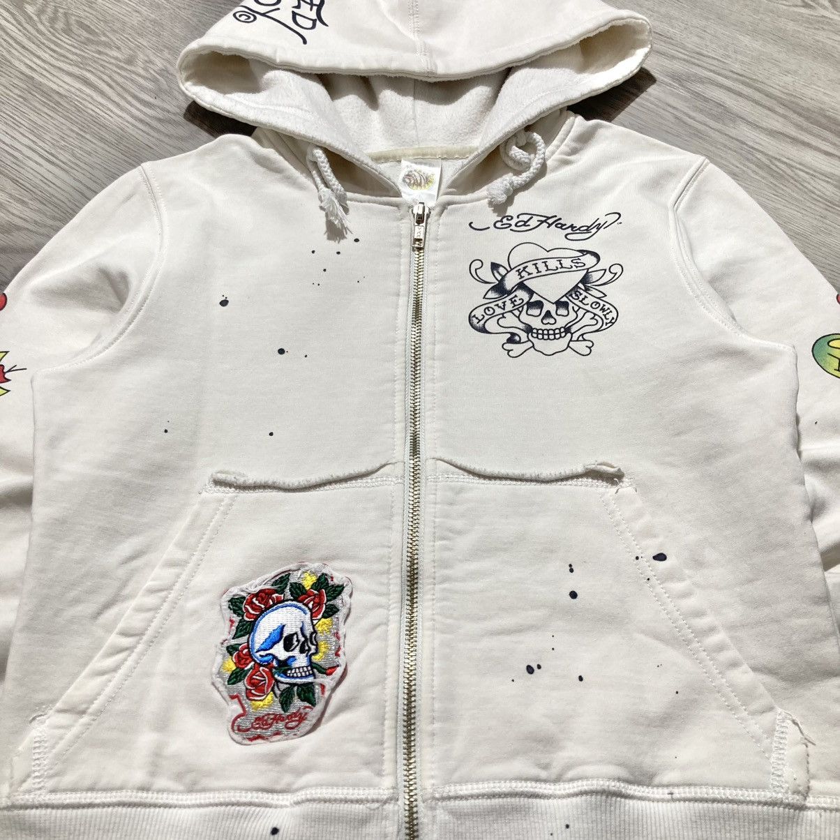 Ed Hardy Vintage Ed Hardy Skulls Tattoo “No More War” Ziphoodie Y2k Size US XS / EU 42 / 0 - 12 Thumbnail