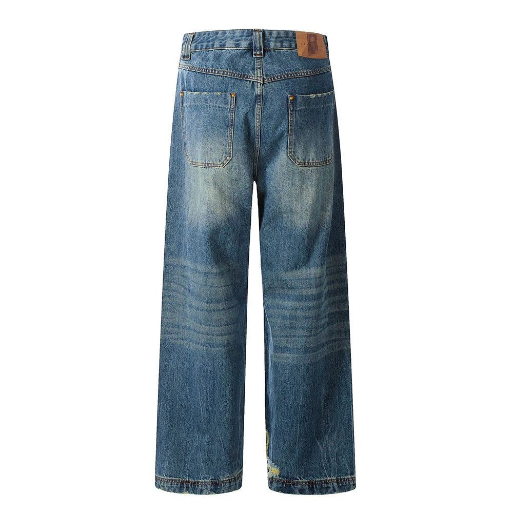 Jean Retro washed street style loose ripped cargo jeans Size US 32 / EU 48 - 2 Thumbnail