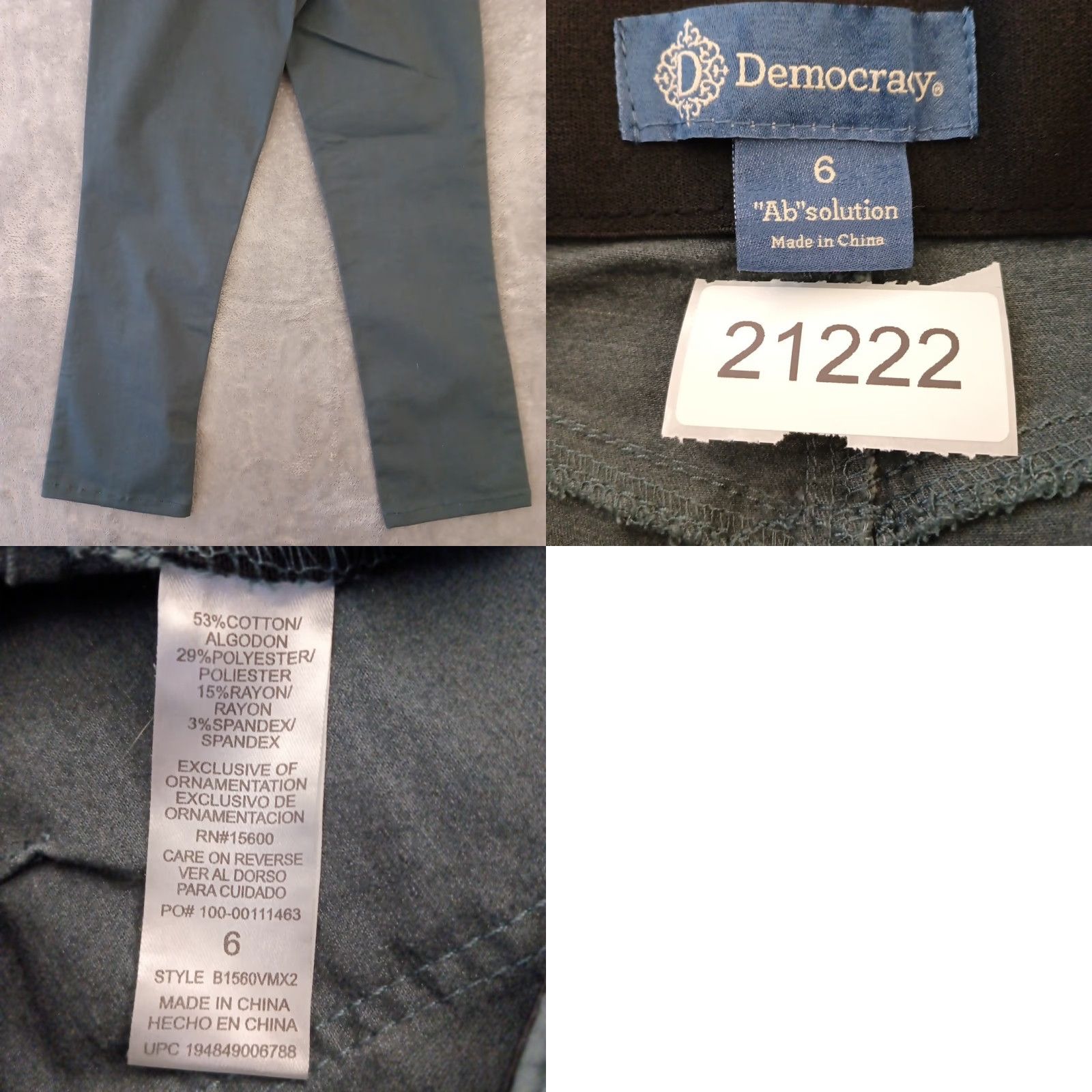 Vintage Democracy Absolution Ankle Pants Womens Size 6 Gray Pockets Stretch 28x26 Pants Size 28" / US 6 / IT 42 - 8 Thumbnail
