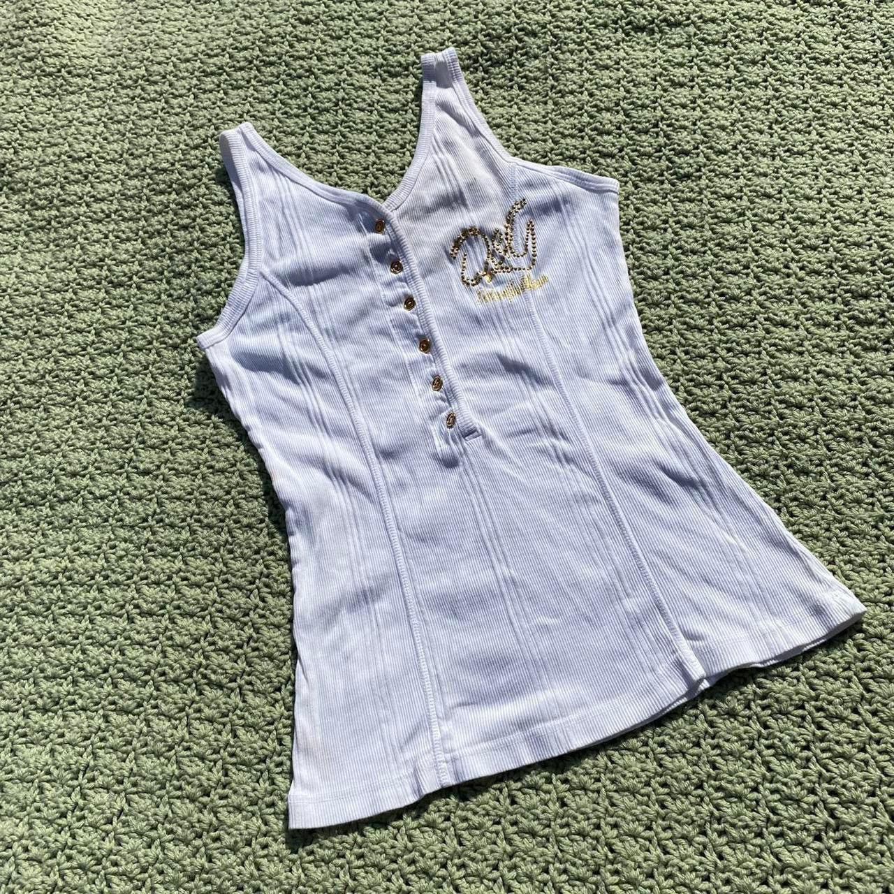 Dolce & Gabbana Vintage Y2k D&G Dolce & Gabbana gold bejeweled button tank Size L / US 10 / IT 46 - 1 Thumbnail