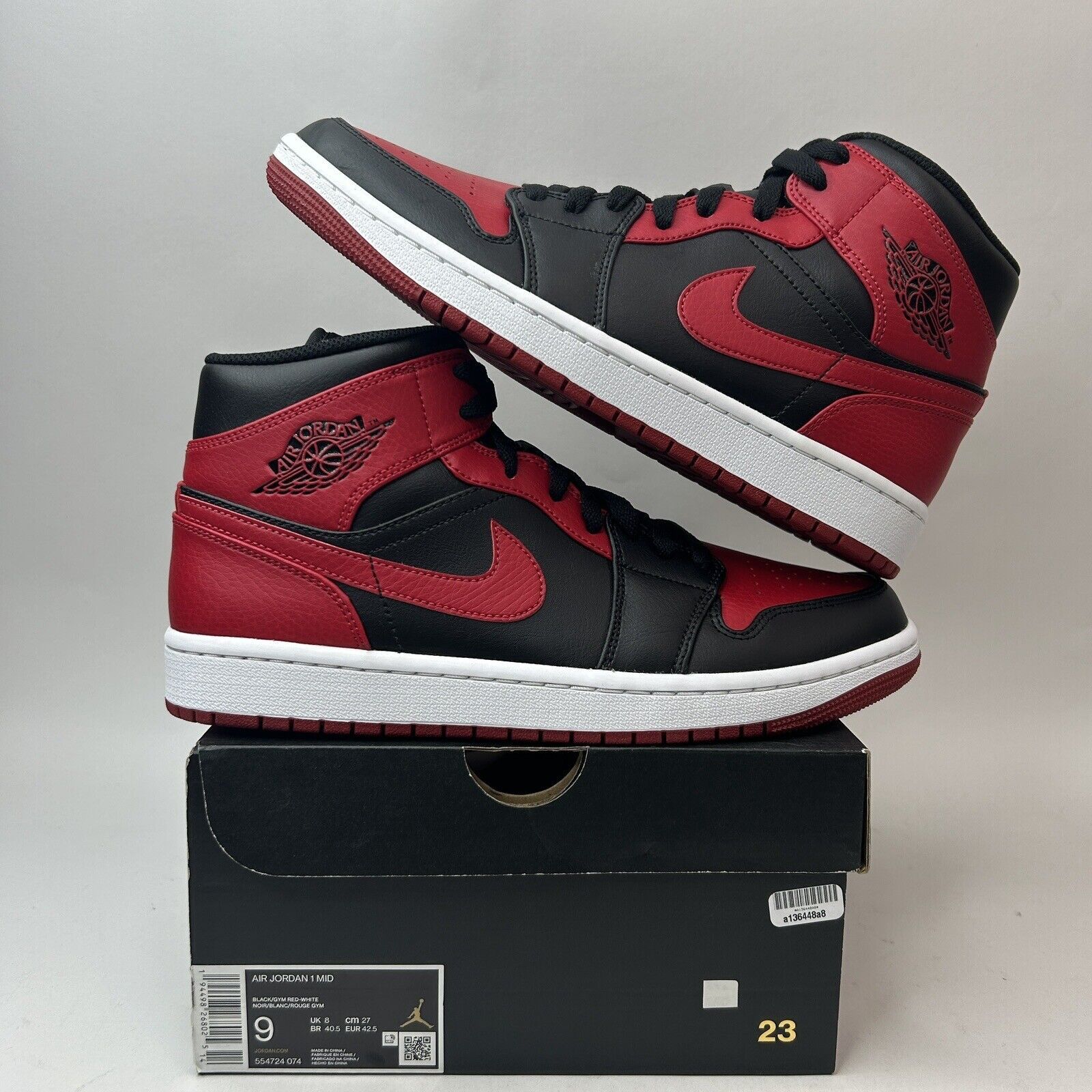 Nike Air Jordan Mid Retro “Banned/Black Gym Red” 2023