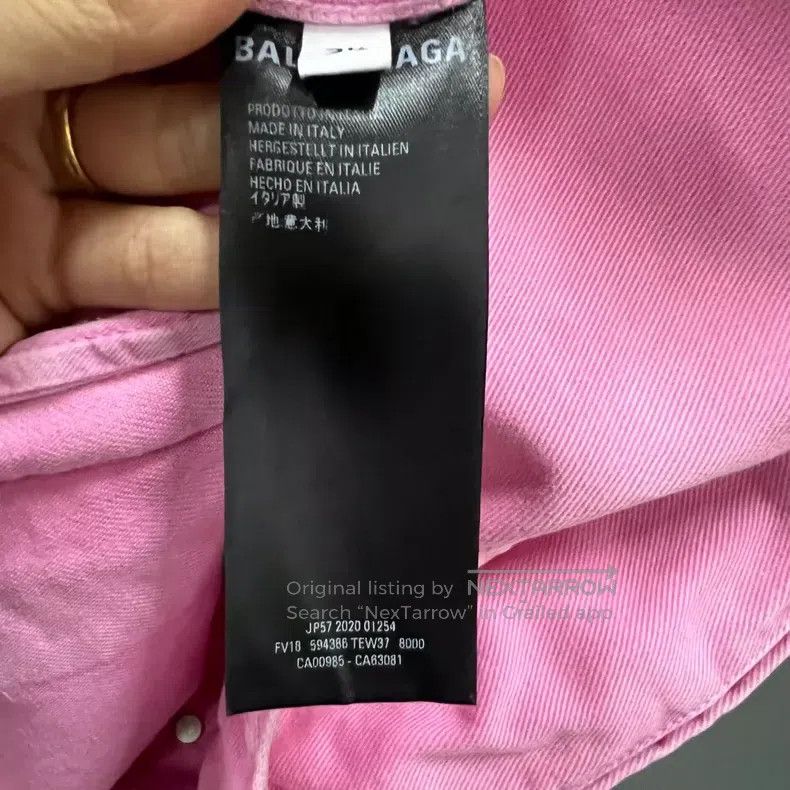 Balenciaga Balenciaga Pink Front Big Logo Denim Jacket Size XXS / US 00 / IT 34 - 4 Thumbnail