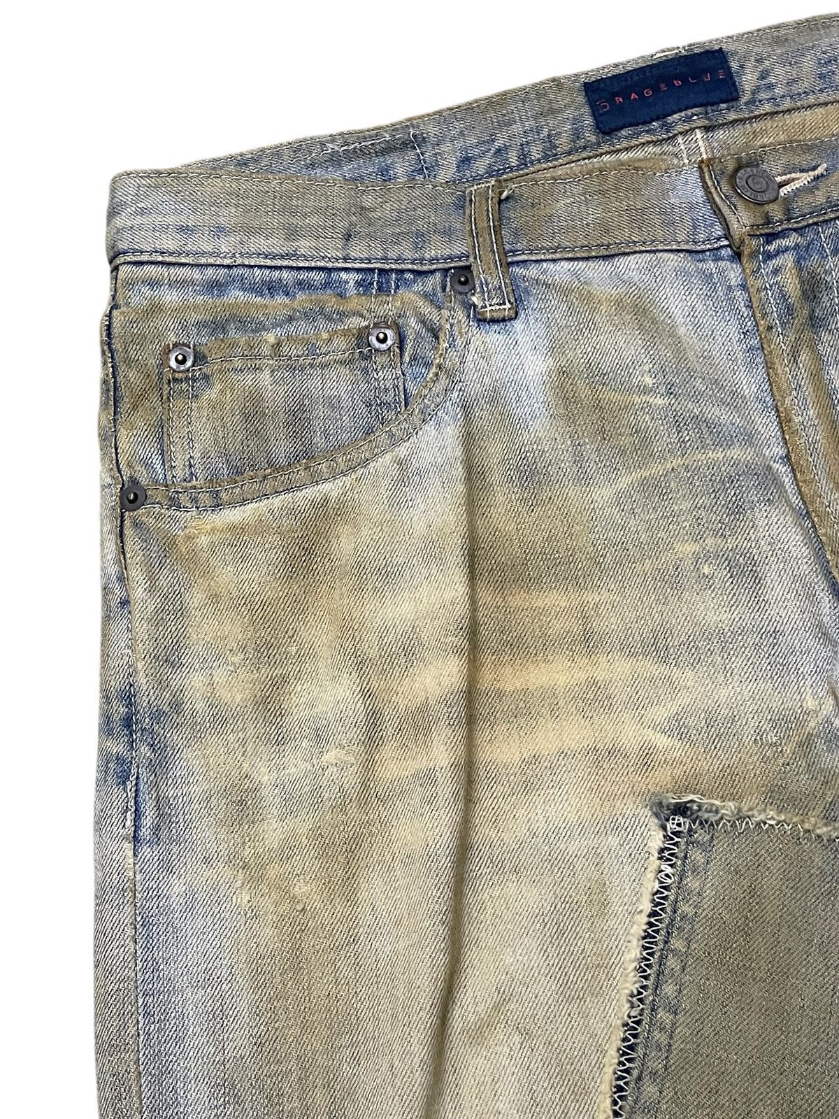 GOSTAR DE FUGA × Hysteric Glamour × Junya Watanabe 6RageBlue Japan Patchwork Distressed Muddy Wash Jeans Size US 34 / EU 50 - 10 Thumbnail