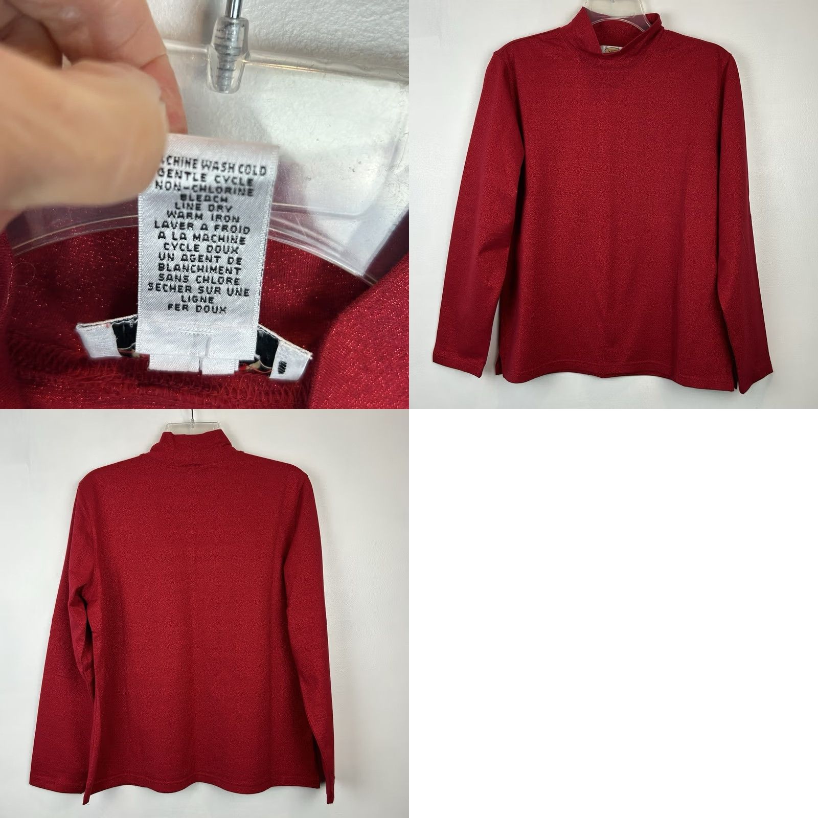 Talbots Talbots Mock Neck Top Womens Large Petite Red Sparkle Christmas Winter Holiday Size L / US 10 / IT 46 - 8 Thumbnail