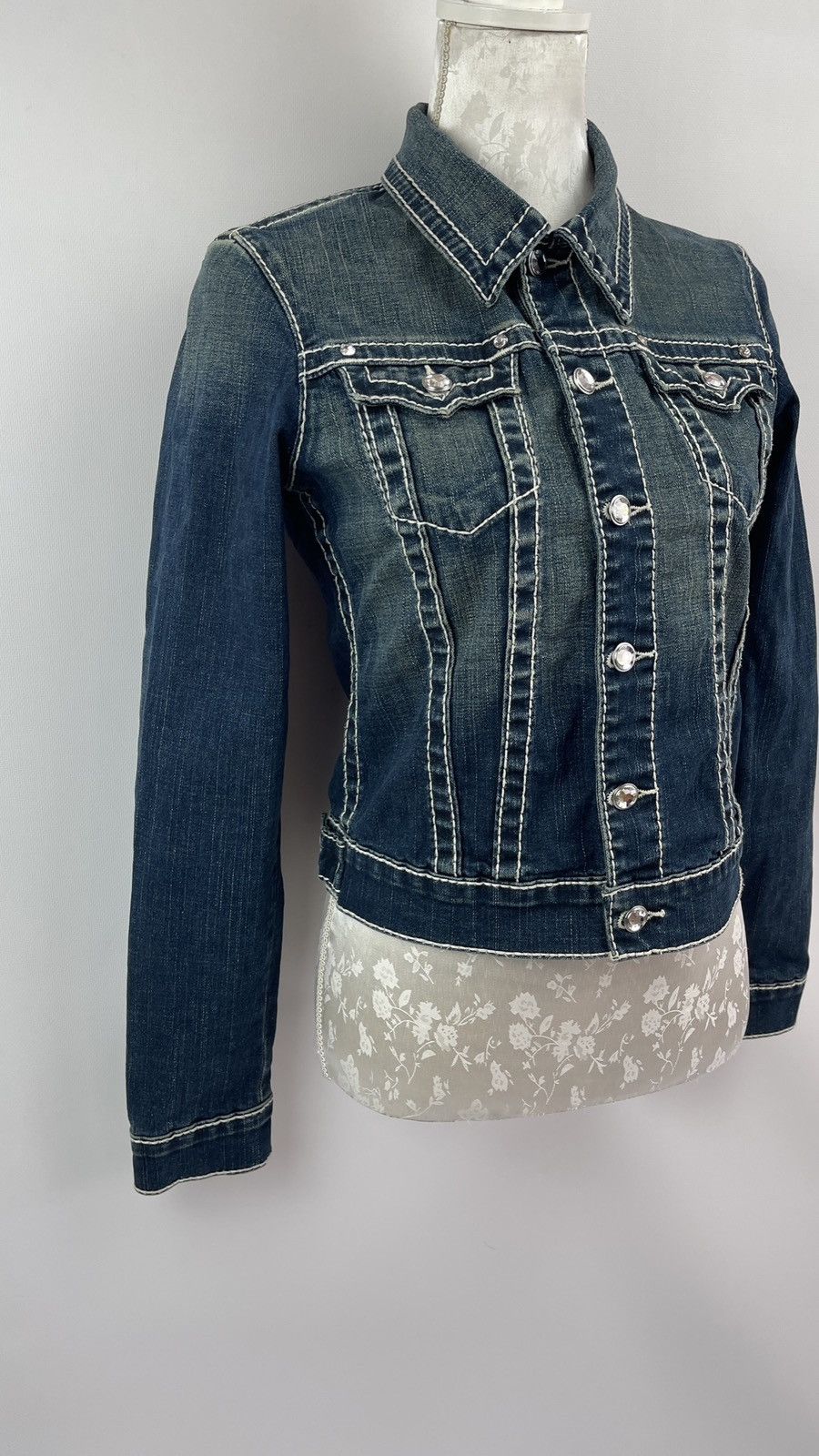 Swarovski × True Religion × Vintage True Religion Swarovski Denim Jacket Y2k Size M / US 6-8 / IT 42-44 - 2 Thumbnail