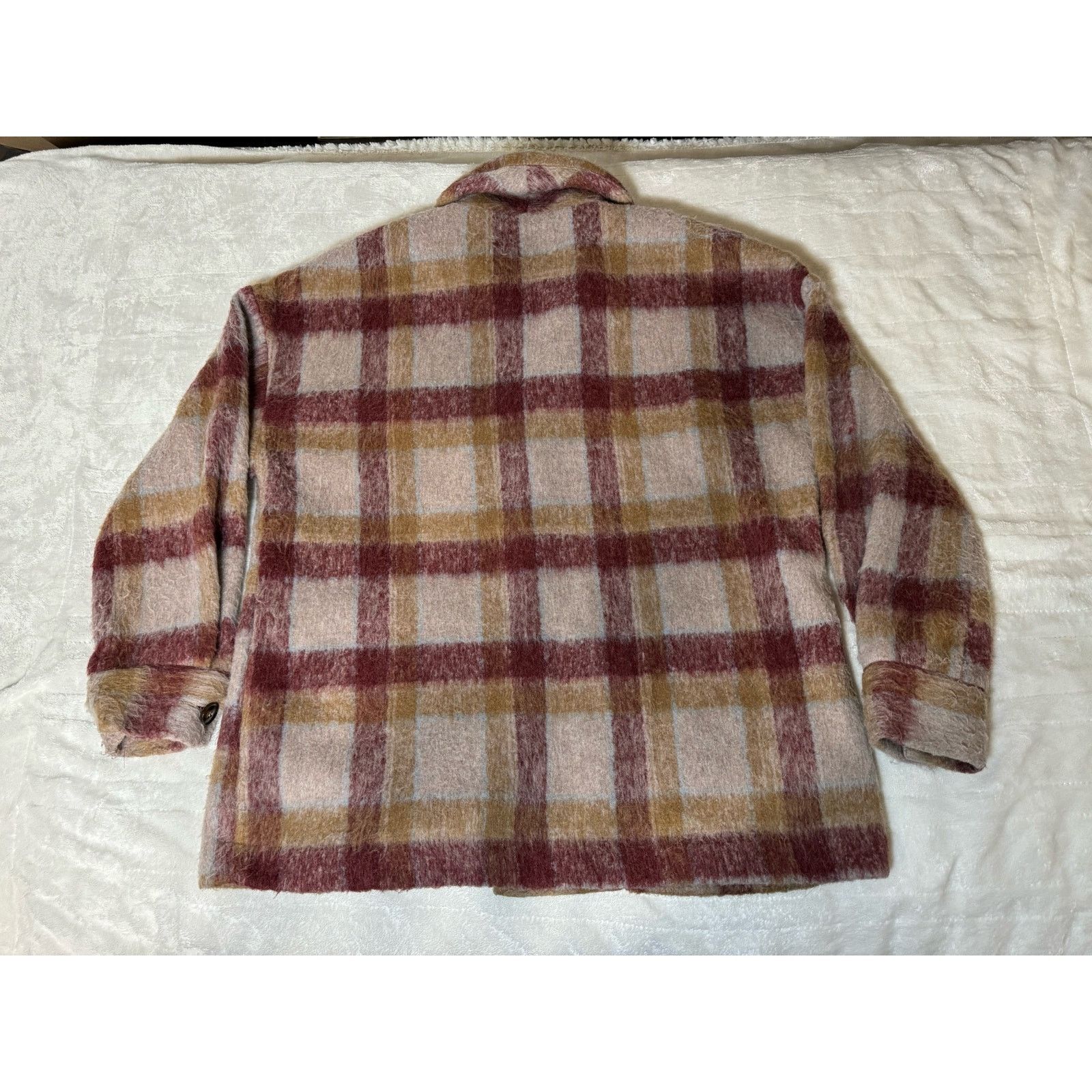 Unknown London Cyrus Brushed Plaid Button Jacket Shacket Camel Burgundy Size M / US 6-8 / IT 42-44 - 6 Thumbnail
