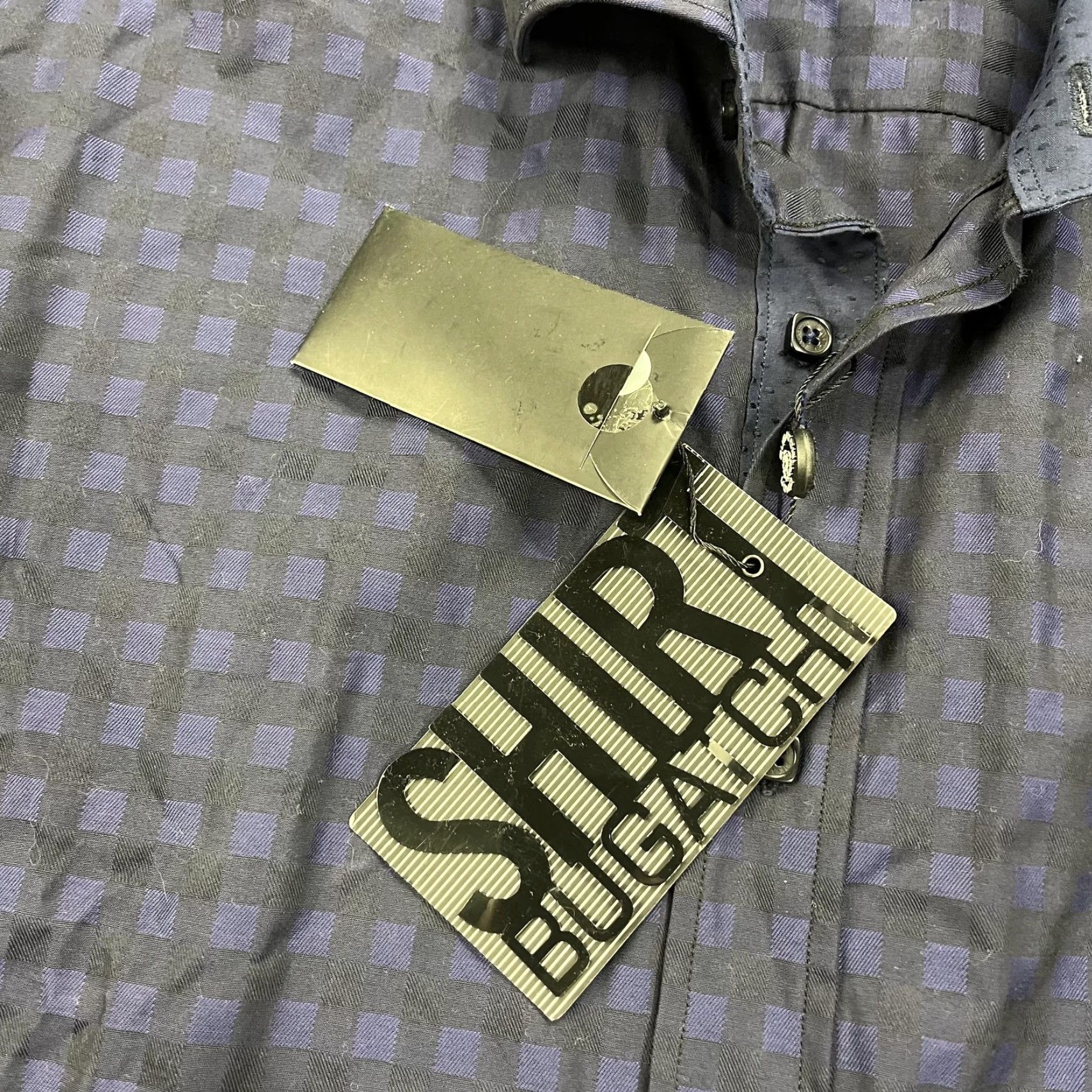 BUGATCHI Bugatchi Shirt Mens Medium Blue Check Classic Fit 100% Cotton Flip Cuff Contrast Size US M / EU 48-50 / 2 - 4 Thumbnail
