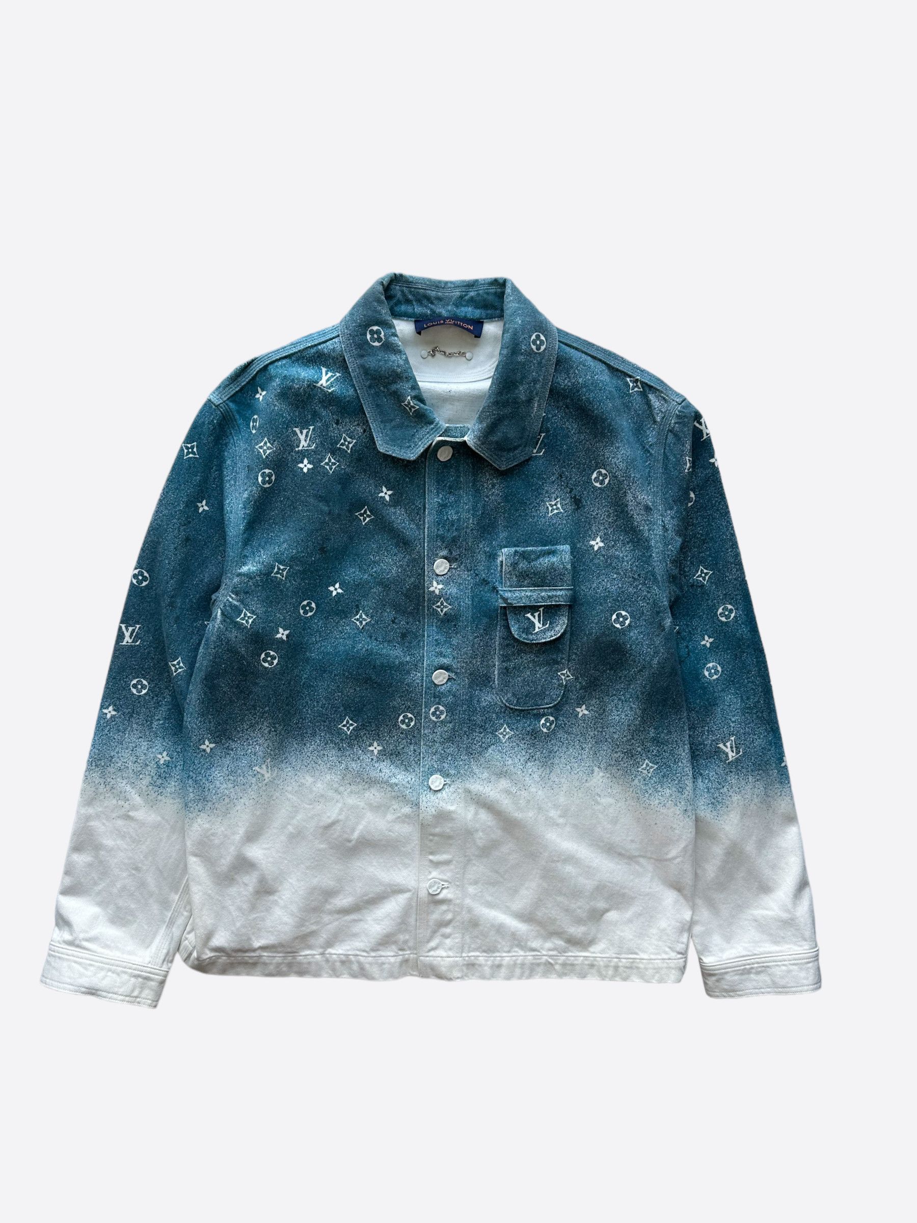 Louis Vuitton Louis Vuitton Blue & White Snowfall Monogram Denim Jacket Size US XXL / EU 58 / 5 - 1 Thumbnail
