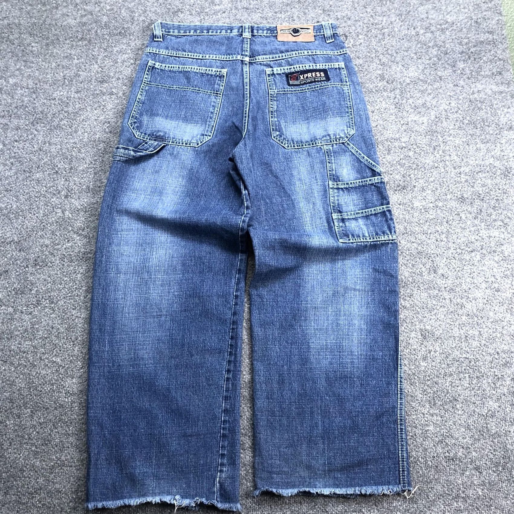Express Xpress Mens Relaxed Wide Leg Jeans - 34" Blue Denim Size US 34 / EU 50 - 6 Thumbnail