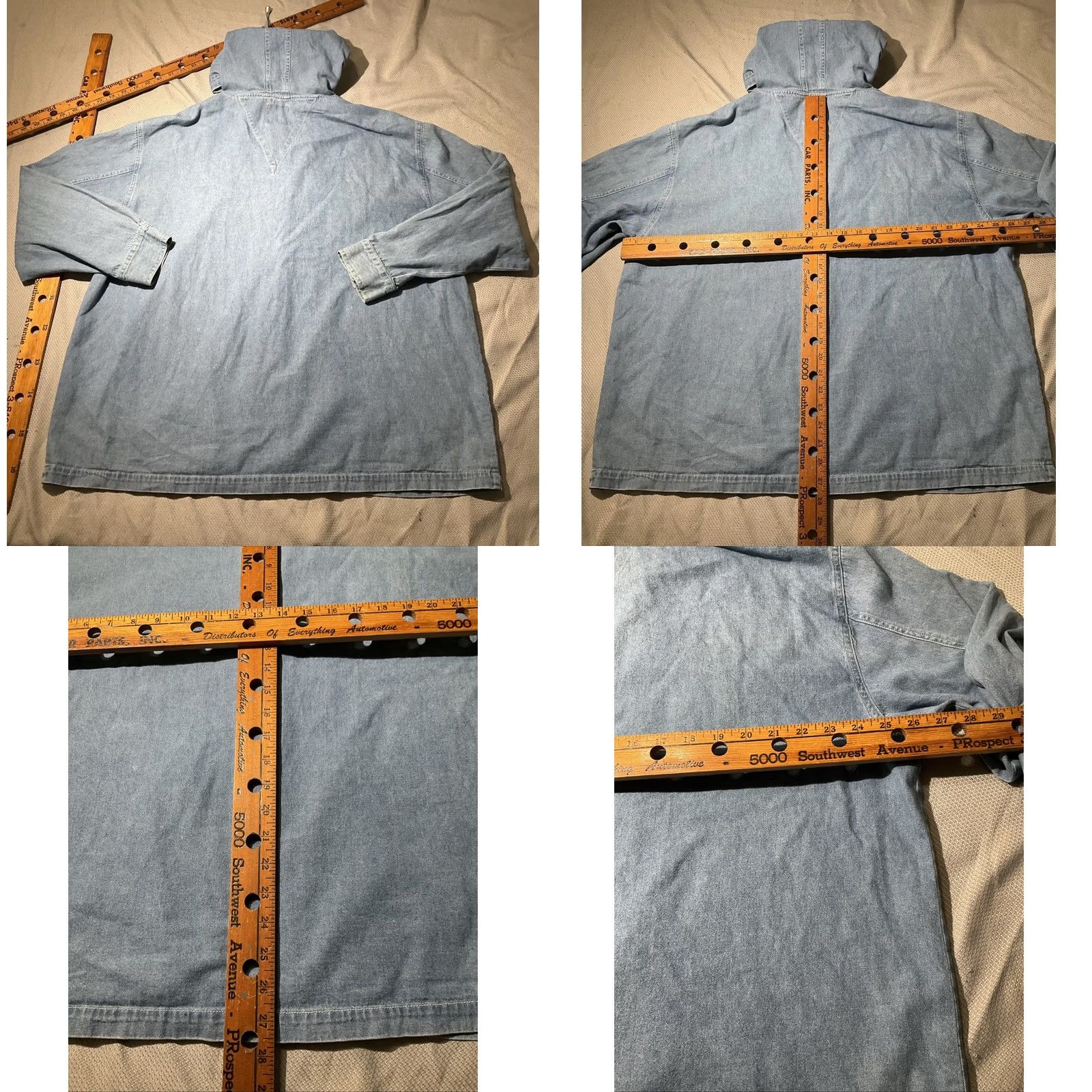 Denime VINTAGE Quizz New York Hoodie Womens Sz 20 Blue Chambray Denim Full Zip Jacket Hoodie Women 20W Blue Chambray Denim Full Zip Jacket Size 3XL / US 20-22 - 8 Thumbnail