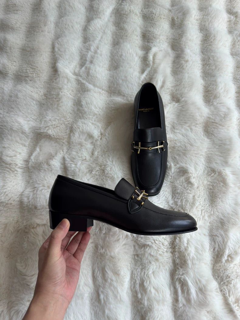Saint Laurent Paris Saint laurent paris Black and gold loafers shoes 2506-Nexta Size US 7 / EU 40 - 4 Thumbnail