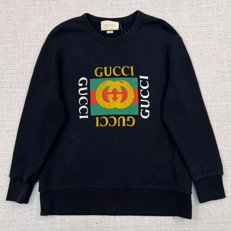 Gucci Gucci Double G square logo old destruction round-neck sweat Size US M / EU 48-50 / 2 - 1 Thumbnail