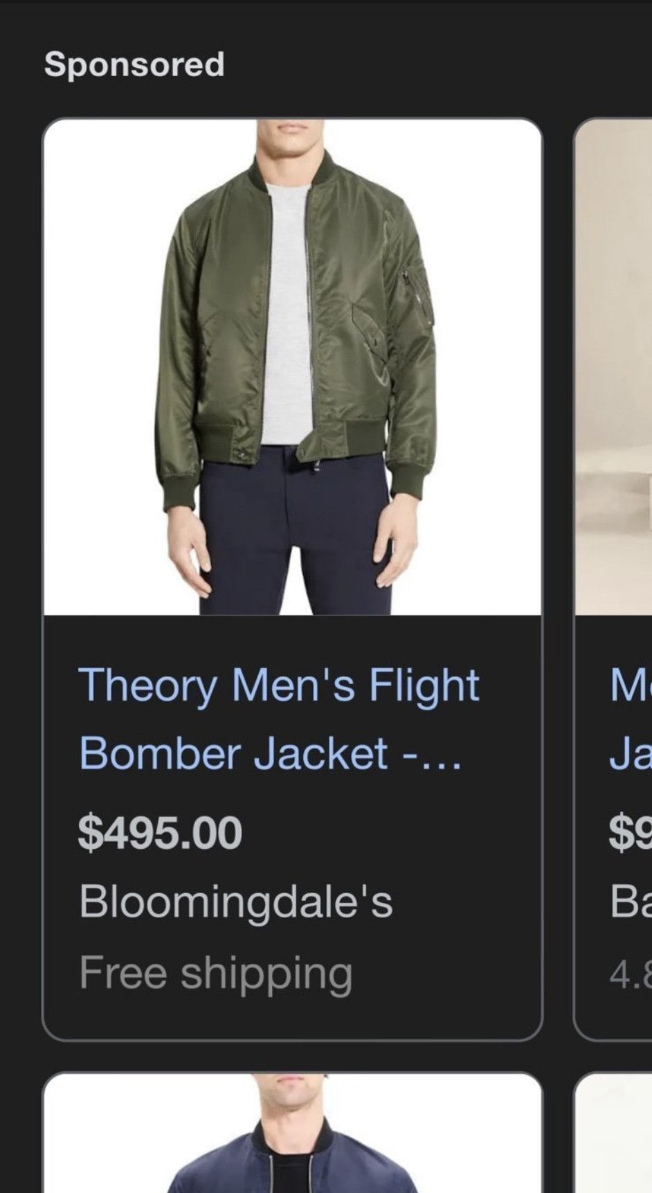 Theory Theory Men’s Flight Bomber Jacket Dark Olive Size US M / EU 48-50 / 2 - 8 Thumbnail