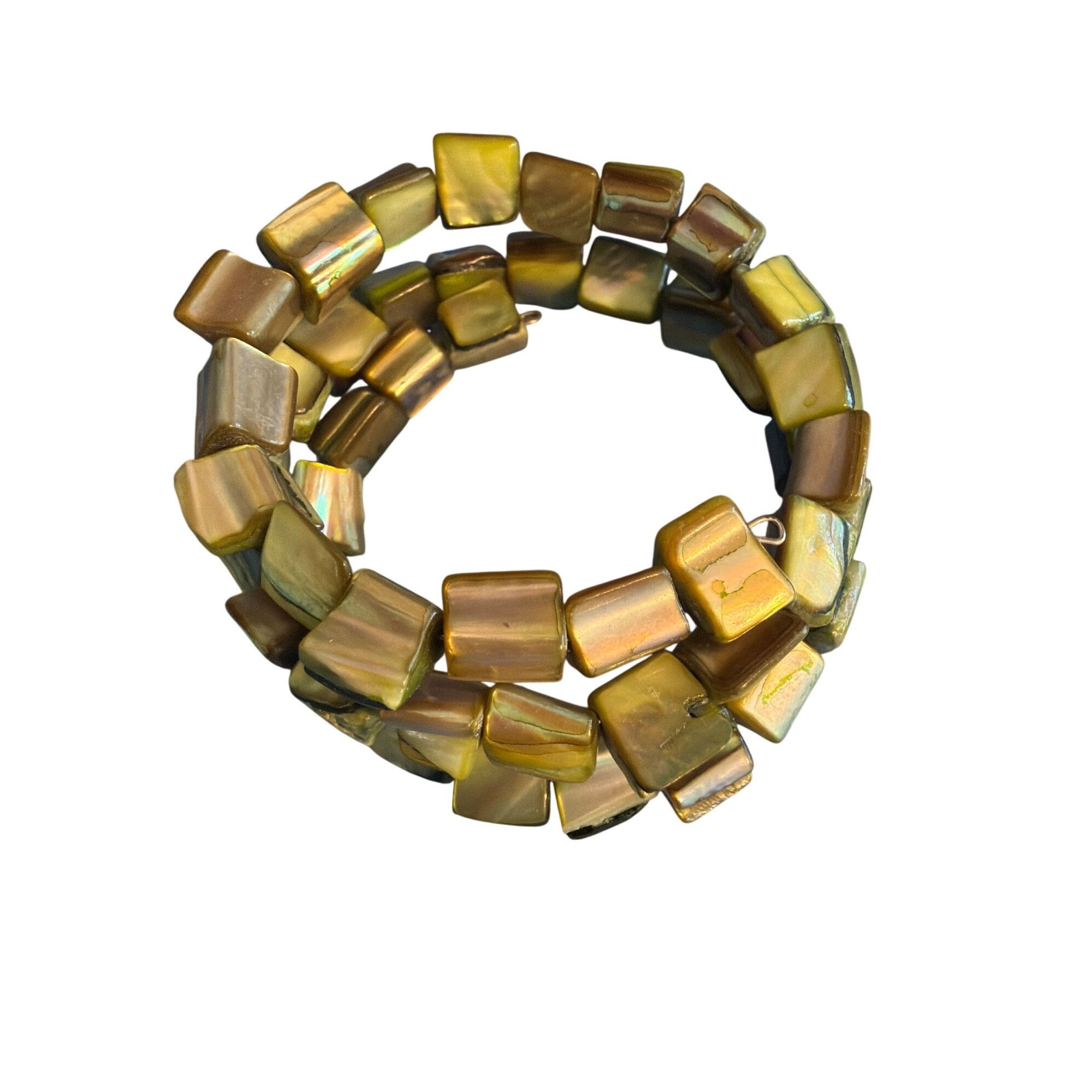 Other Green Dyed Mother of Pearl Shell Memory Wire Bracelet Adjust Size ONE SIZE - 3 Thumbnail