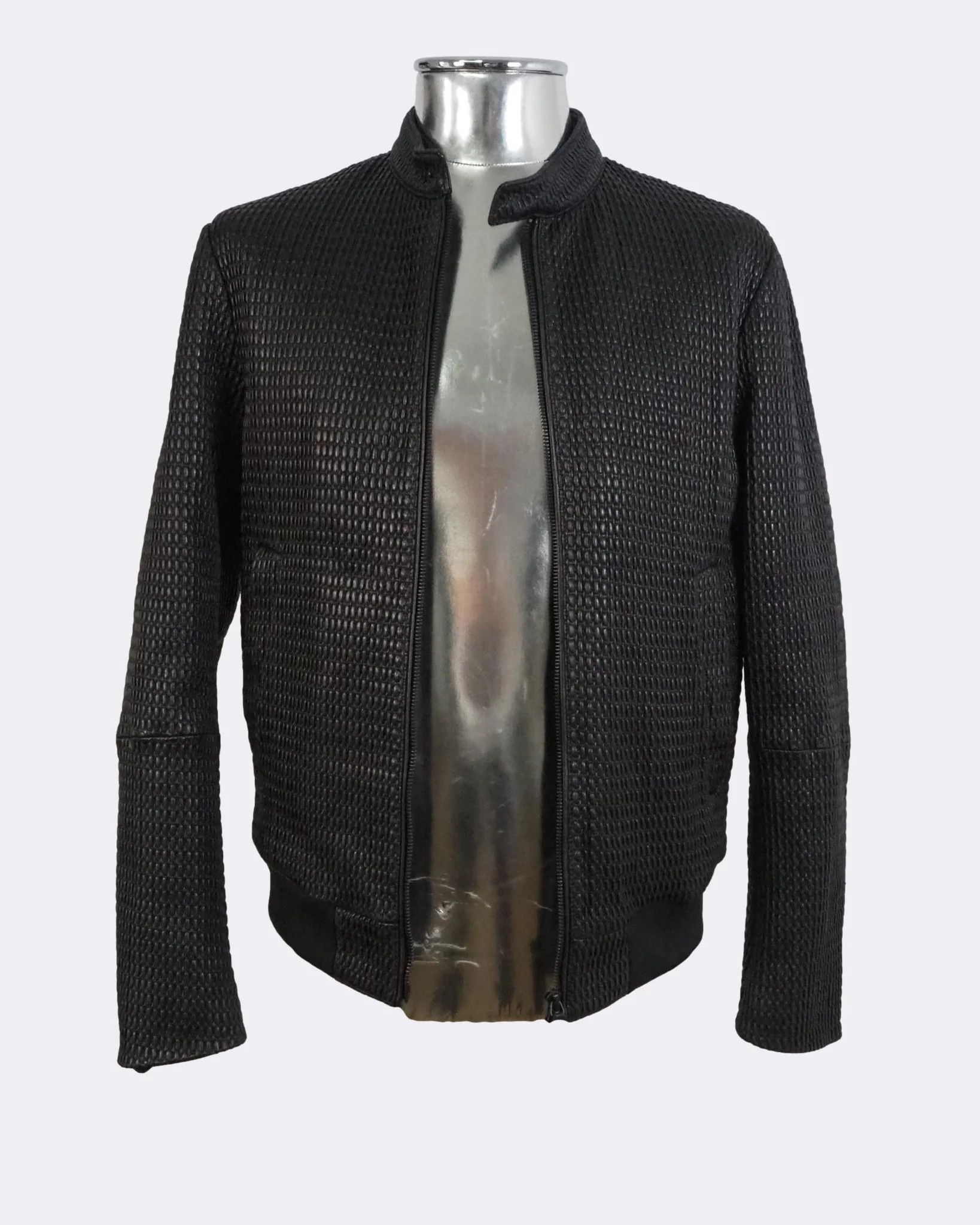Emporio Armani Emporio Armani Textured Stretch Leather Bomber Jacket $1440 Size US M / EU 48-50 / 2 - 7 Thumbnail