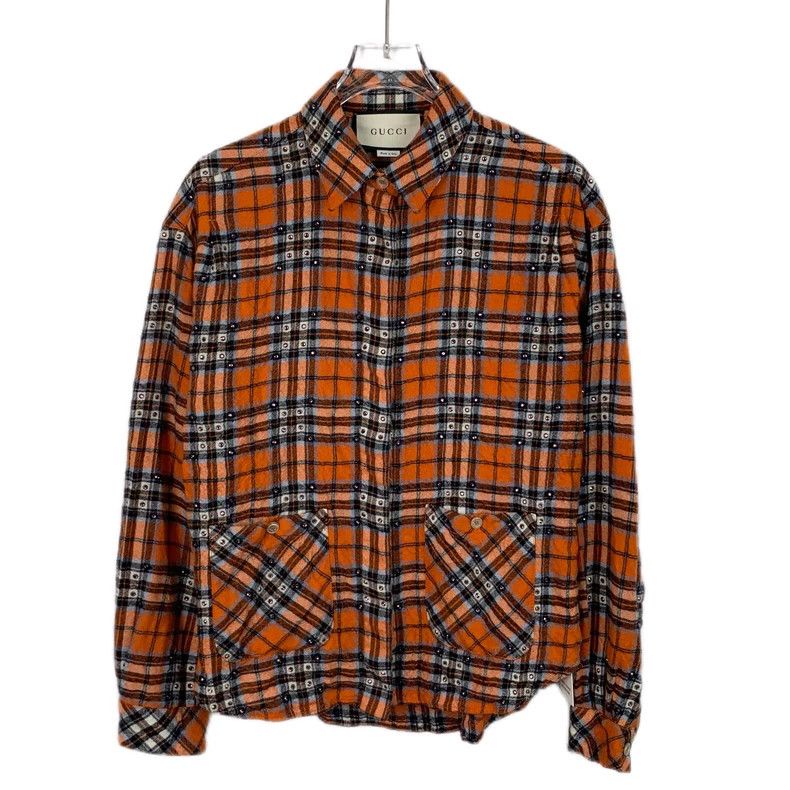 Gucci Gucci Color-blocked plaid wool lapel long-sleeved shirt 25 Size US XXS / EU 40 - 1 Thumbnail