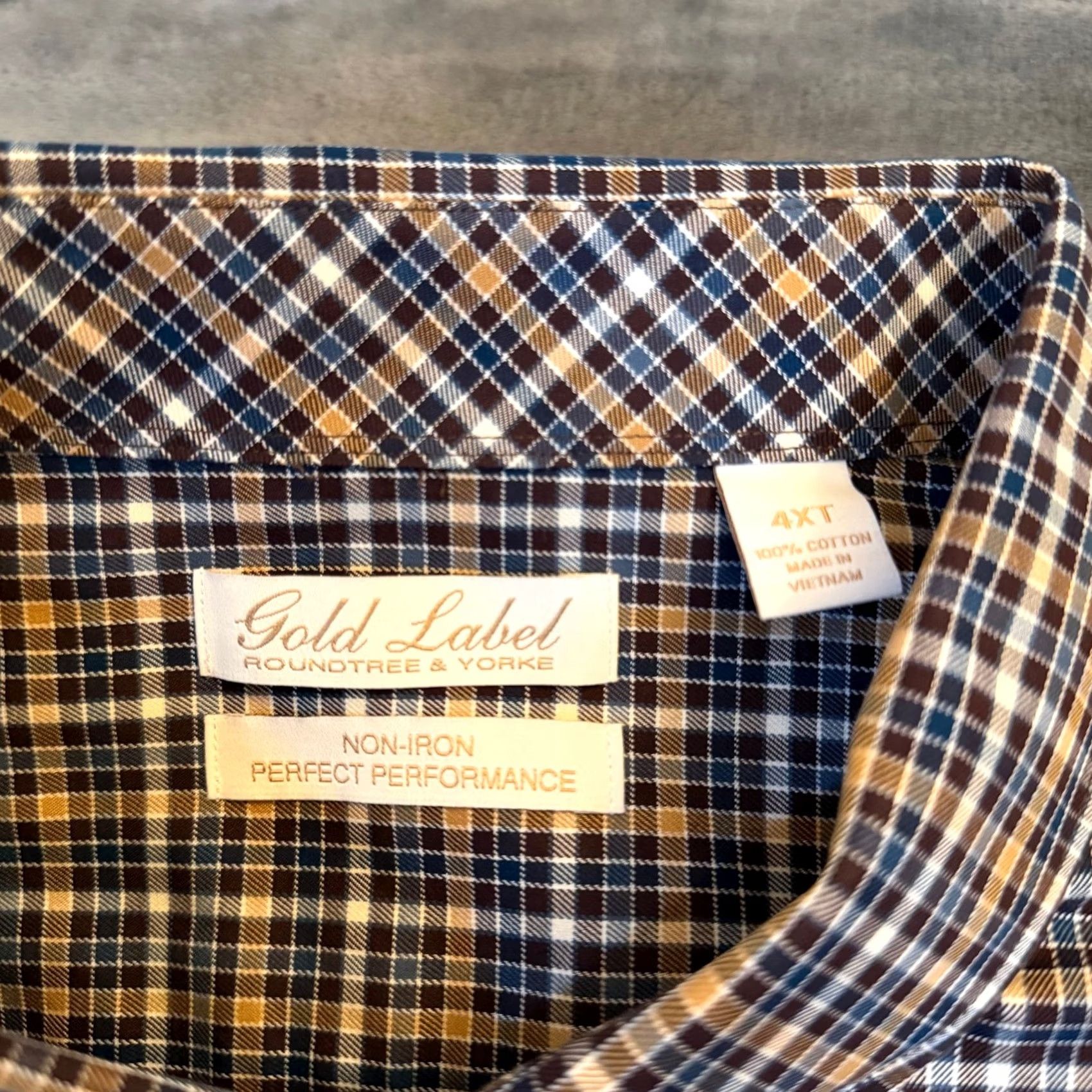 Roundtree & Yorke VINTAGE Roundtree & Yorke Gold Label Mens 4XT Tall Plaid Non-Iron Button Down Shirt NWT Size US XXL / EU 58 / 5 - 2 Thumbnail