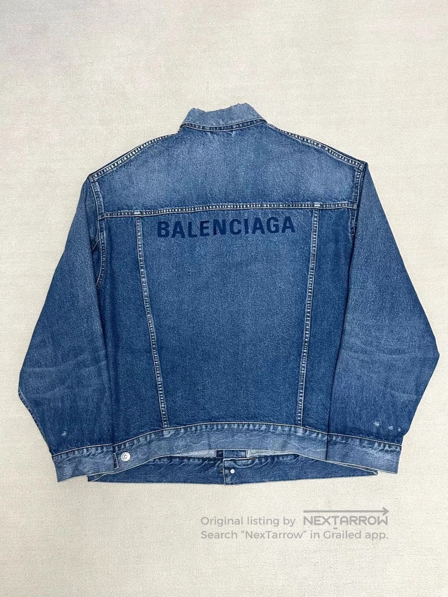 Balenciaga Balenciaga Distressed Embroidered Logo Denim Jacket. Size XXS / US 00 / IT 34 - 1 Thumbnail
