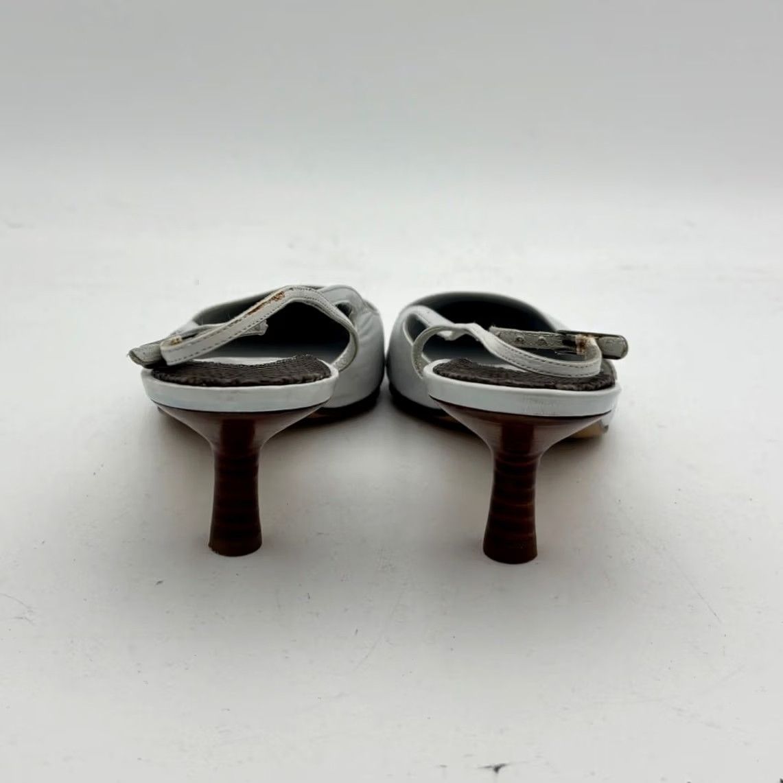 Chanel CHANEL Slingback Womens VTG Logo Leather Slingbacks Point Toe Kitten Heels Women Size US 8 / IT 38 - 4 Thumbnail