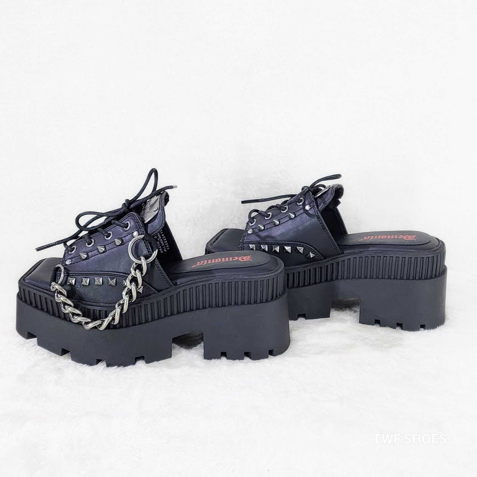 Other Wicked Wrath 58 Square Toe Goth Lace Up Big Buckle Strap Ank Size US 7 / IT 37 - 5 Thumbnail