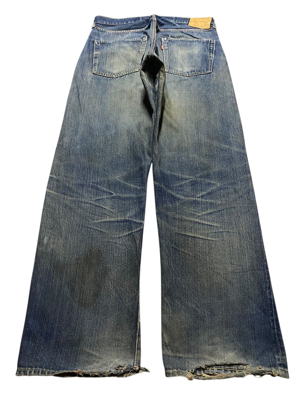 The Real McCoy's Vintage Joe Mccoy Mud Wash Selvedge Distressed Baggy Jeans Size US 33 - 2 Thumbnail