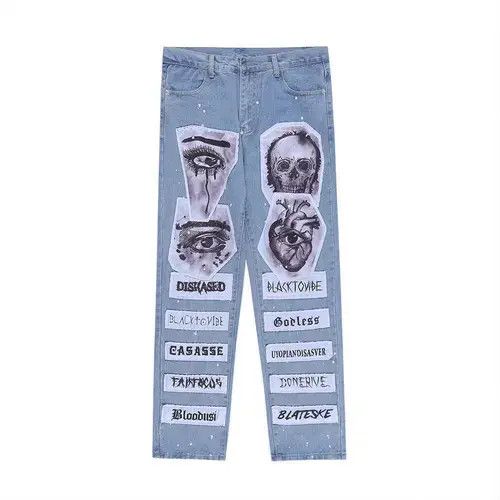 Japanese Brand × Jean EYES Graphic Patchwork Denim Jeans Size US 32 / EU 48 - 3 Thumbnail