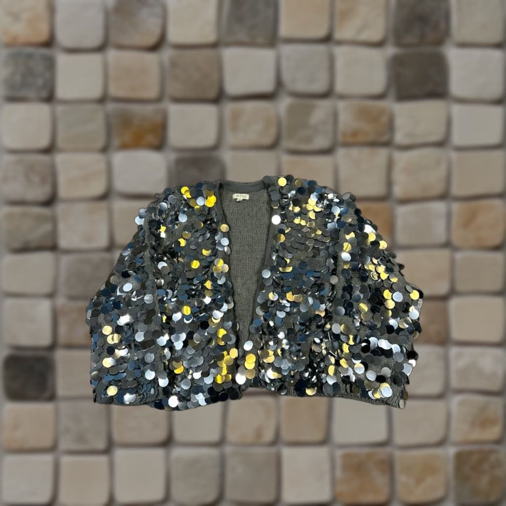 Vintage Pilcro Sweater Womens Small Gray Sequin Open Front Pilcro Sweater Womens Small Gray Sequin Open Front Size S / US 4 / IT 40 - 1 Thumbnail