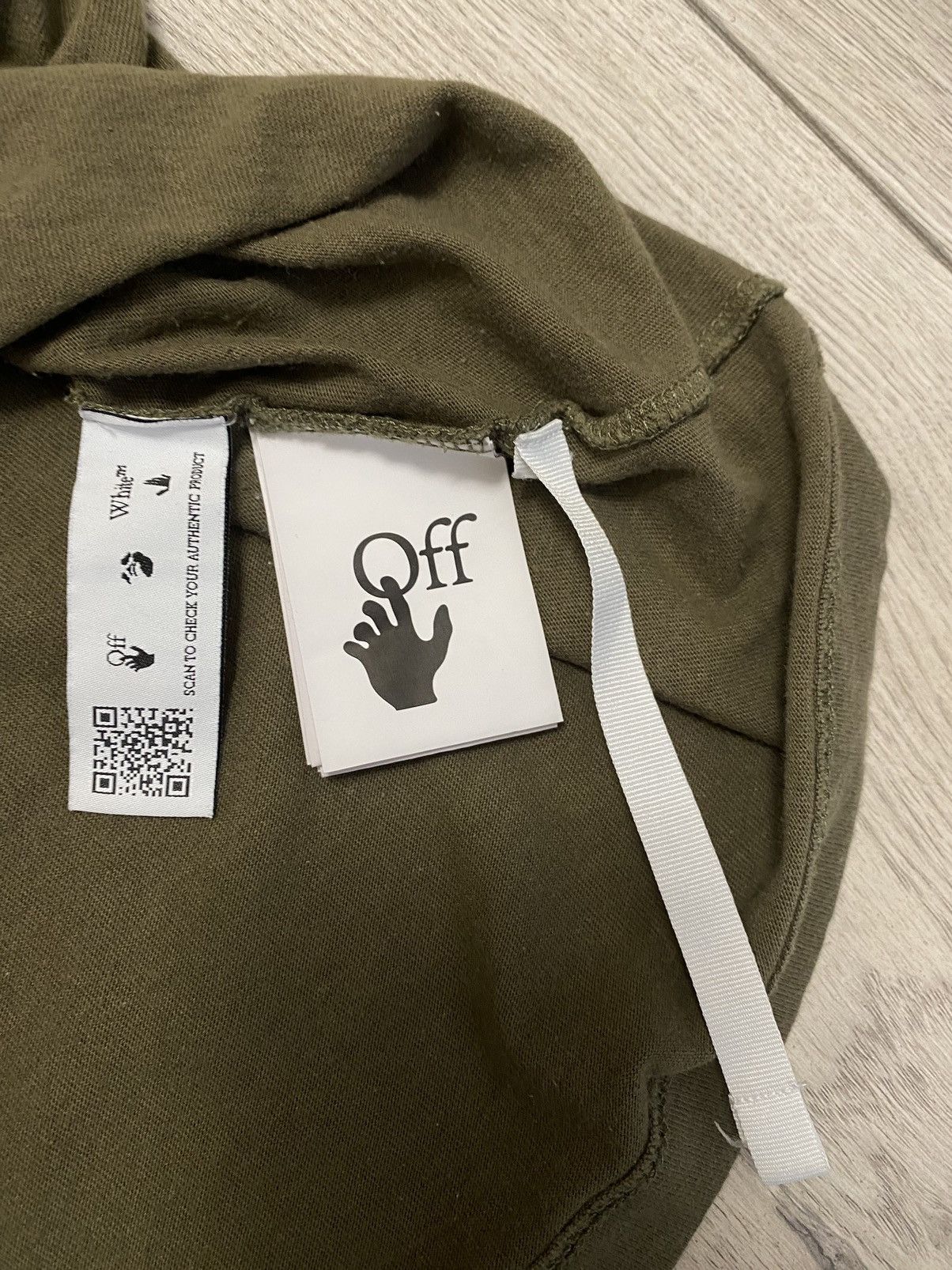 Off-White Negative rubber diagonal stripe Mark Khaki T Shirt