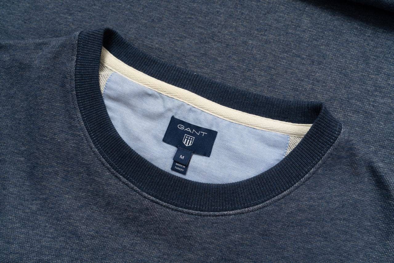 Gant 🔵 GANT Logo Blue Cotton Classic Crew Neck Sweatshirt Size US M / EU 48-50 / 2 - 2 Thumbnail