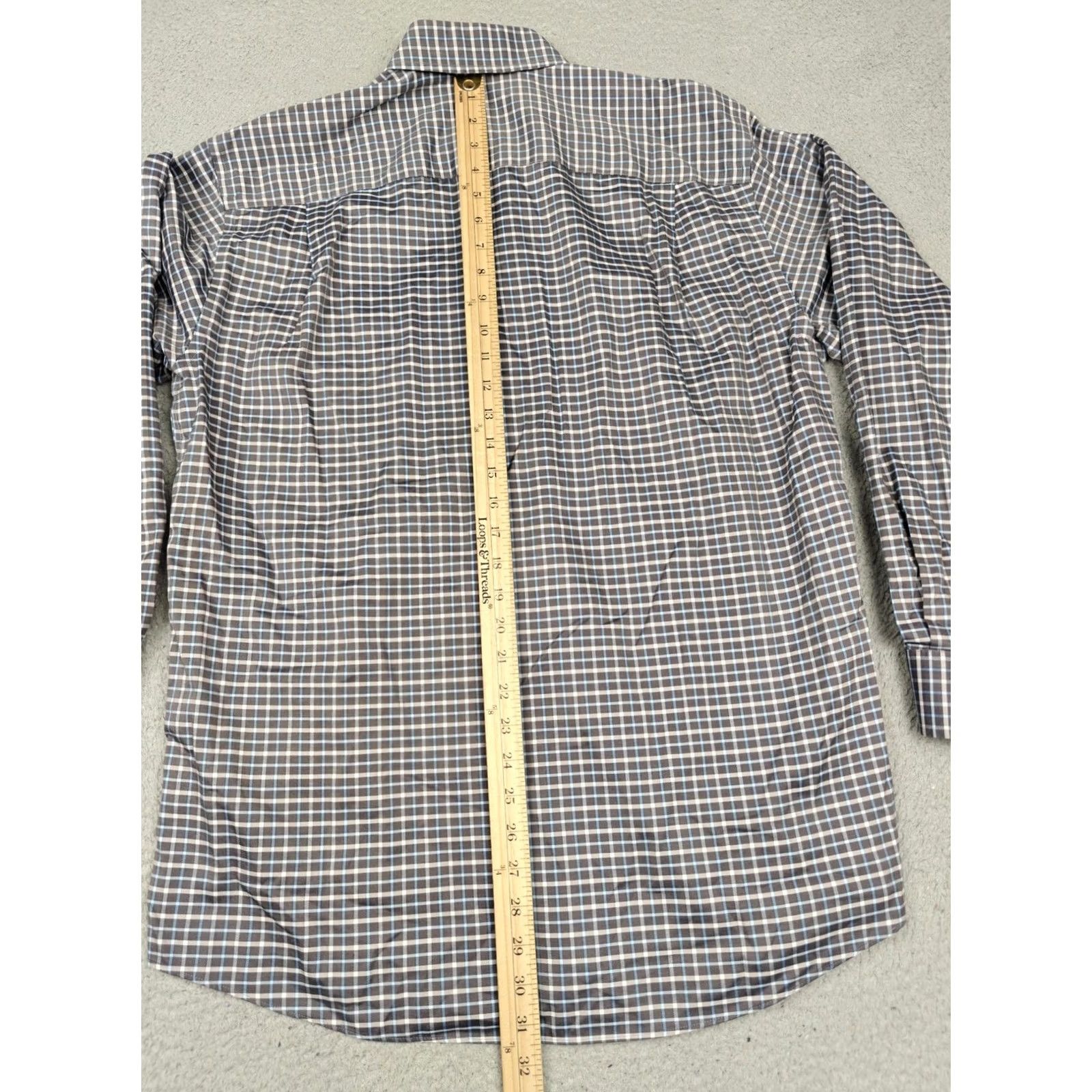 Orvis VINTAGE Orvis Dress Shirt Mens Medium Blue Check Wrinkle Free Button Down Cotton Size 40R - 7 Thumbnail
