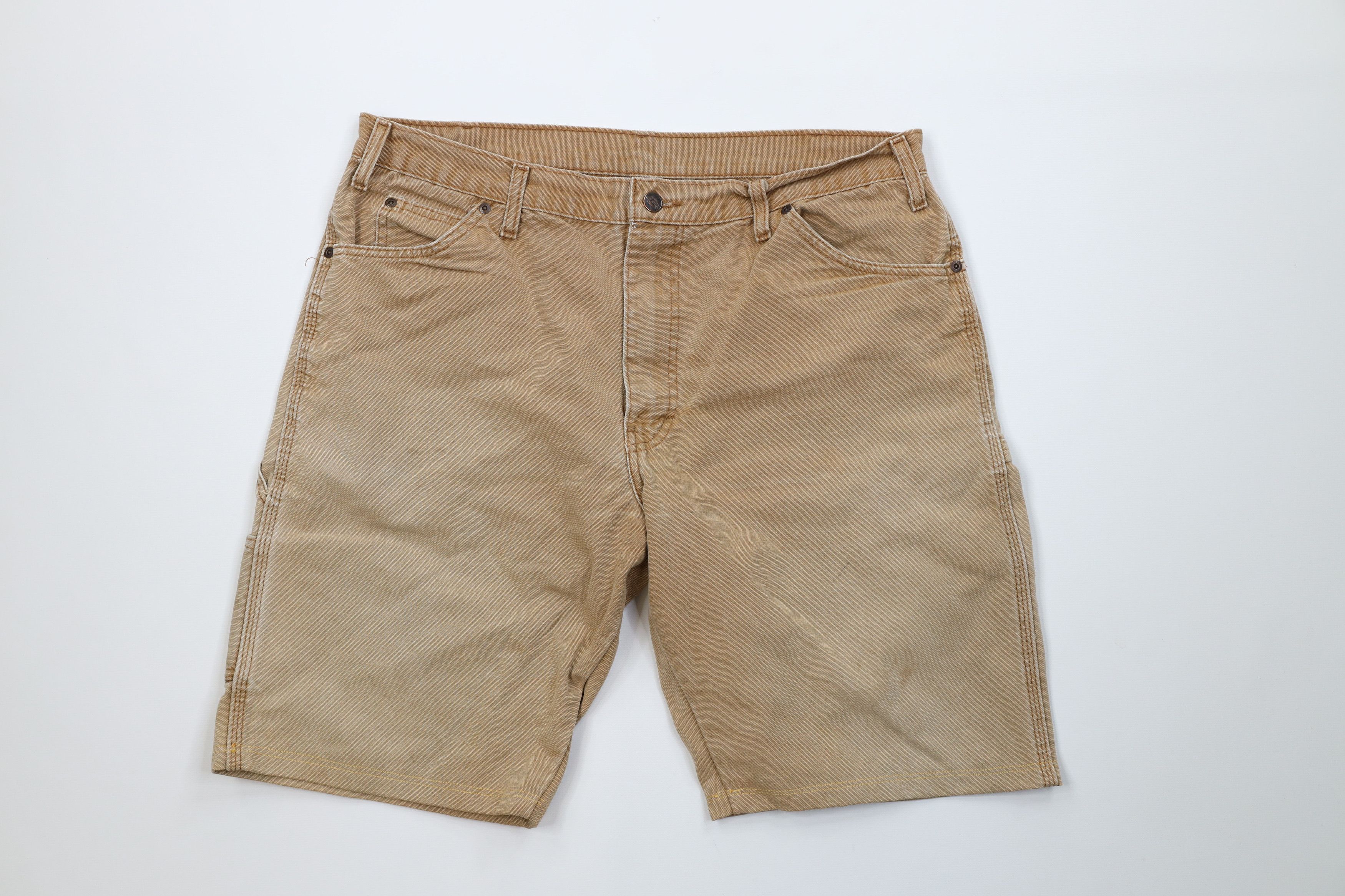 Dickies Vintage 90s Y2K Dickies Dungaree Workwear Shorts Brown Size US 36 / EU 52 - 1 Thumbnail