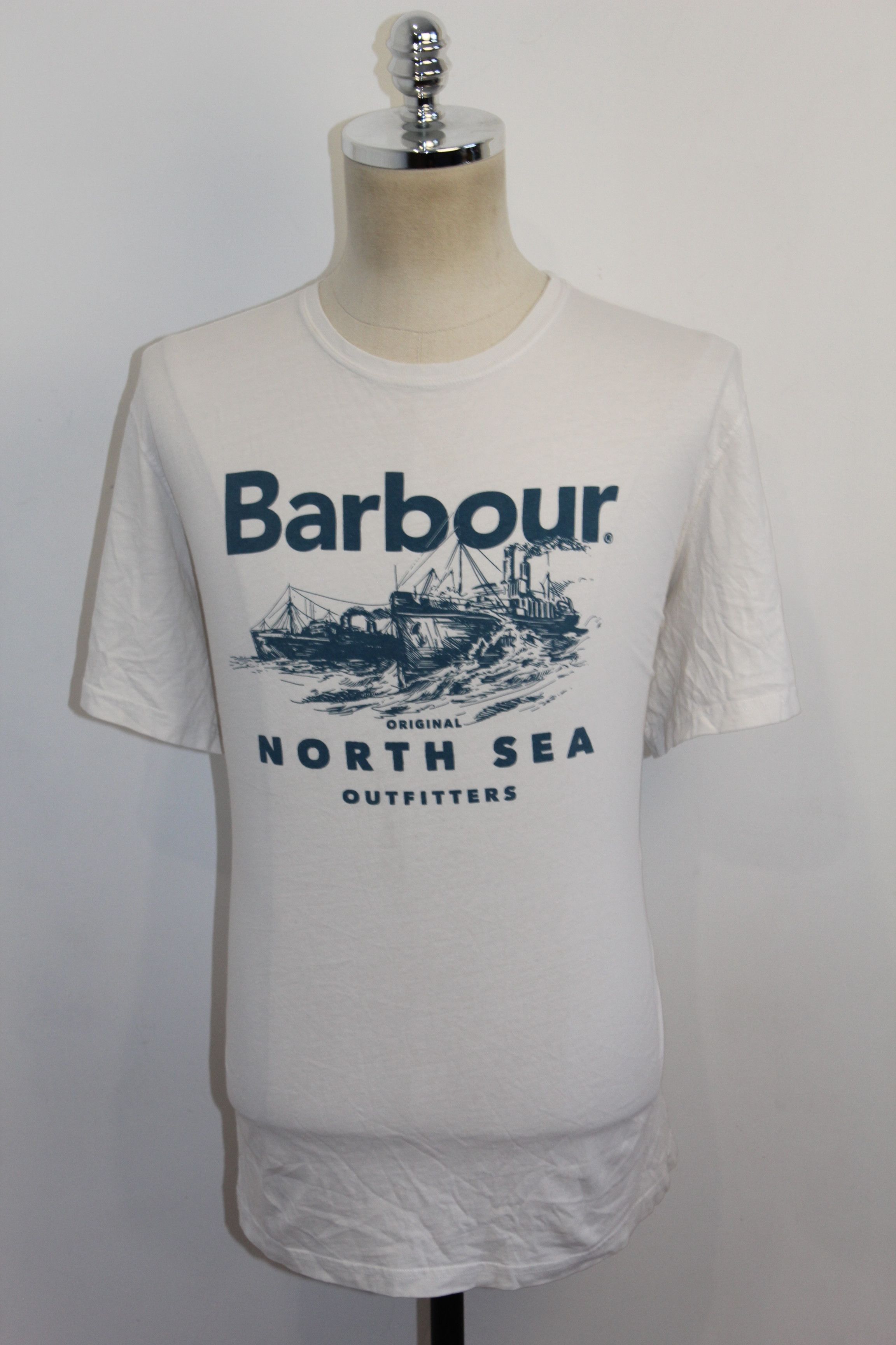 Barbour Men's Barbour Big Logo White T-Shirt Top Size US XXL / EU 58 / 5 - 2 Thumbnail