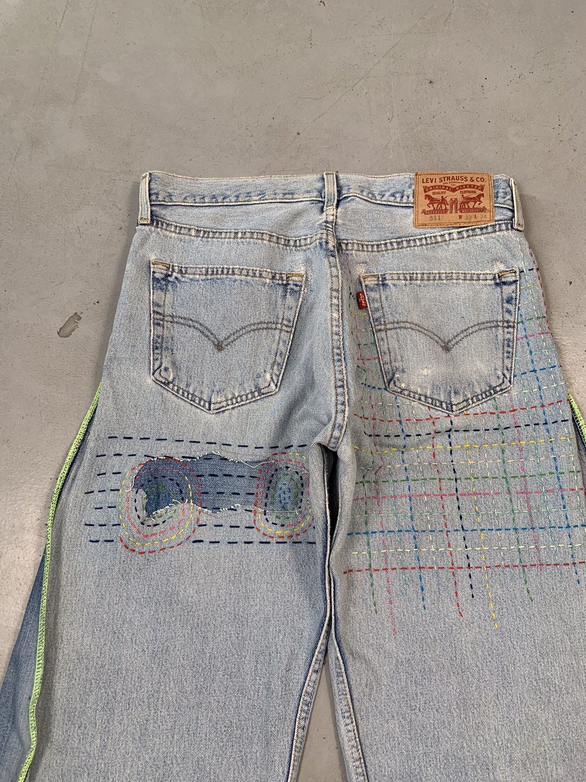 Levi's upcycled levis shashiko hand stitch baggy fit denim Size US 34 / EU 50 - 10 Thumbnail