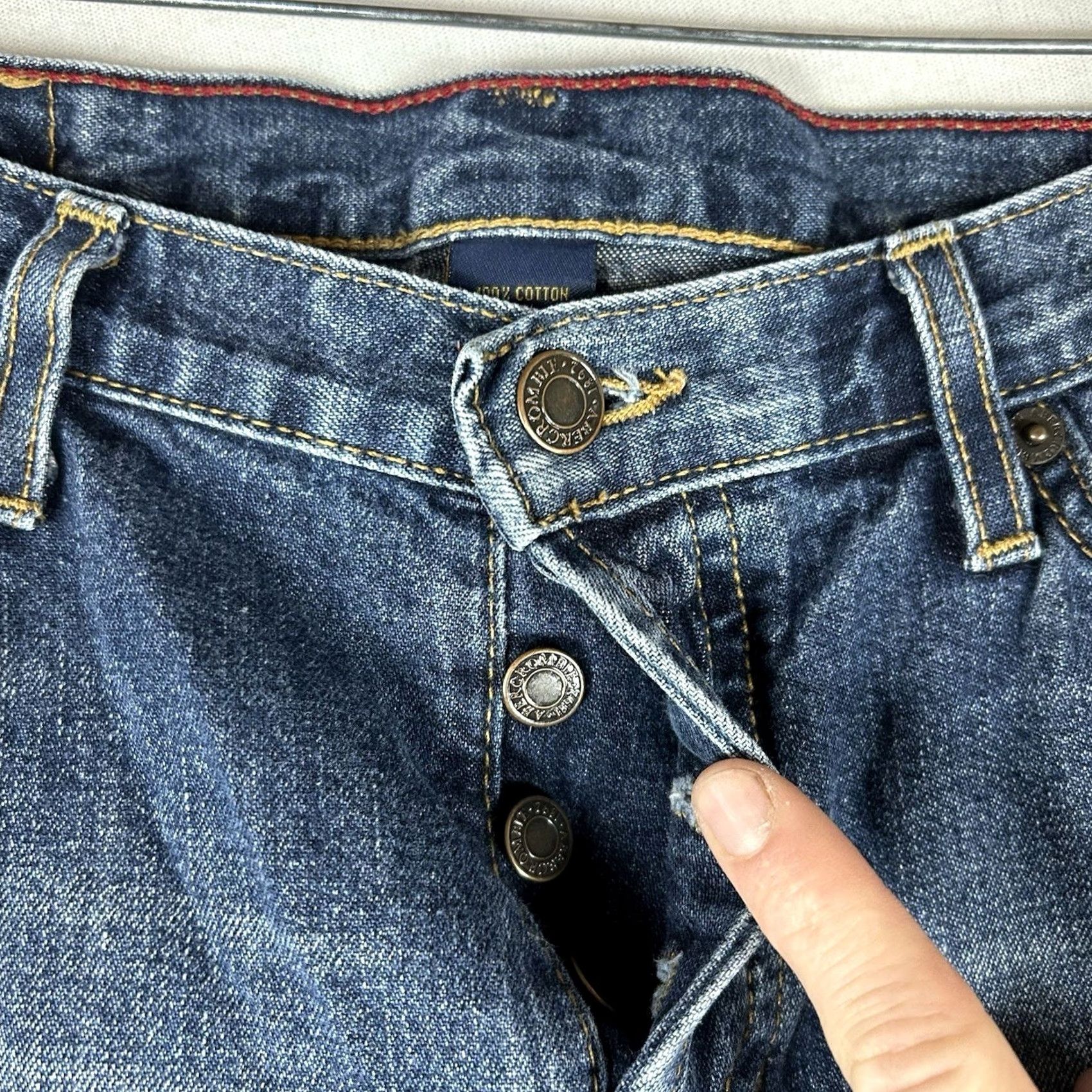 Abercrombie & Fitch VINTAGE Abercrombie & Fitch Jeans Womens 2R Bootcut Wide Leg Denim Regular 32in 100% Cotton Blue USA Button Fly Embroidered Pockets 432-5J 90s Size 26" / US 2 / IT 38 - 4 Thumbnail