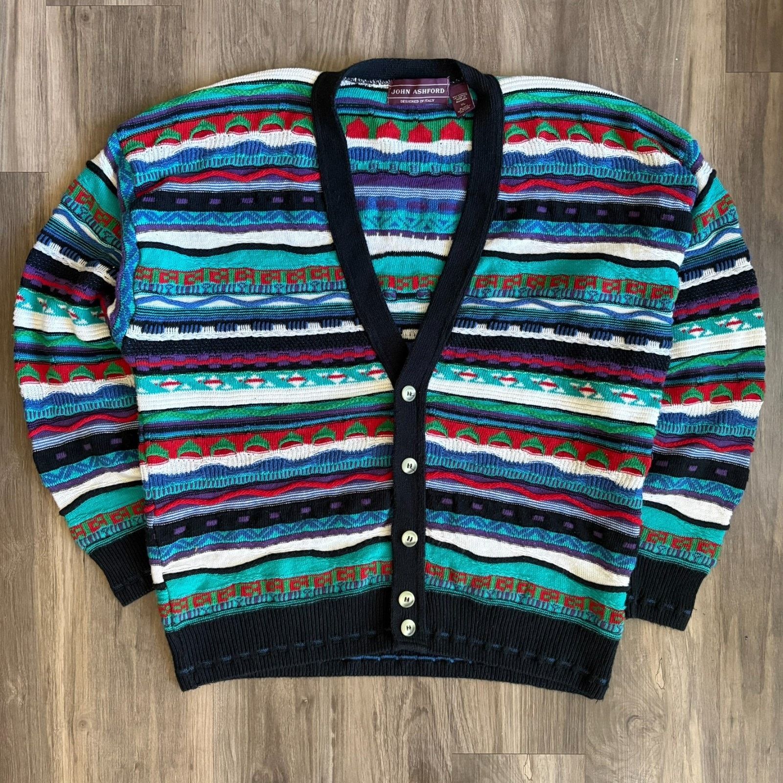 John Ashford × Vintage Vintage John Ashford Coogi Style Cardigan Sweater Size XL Size US XL / EU 56 / 4 - 1 Thumbnail